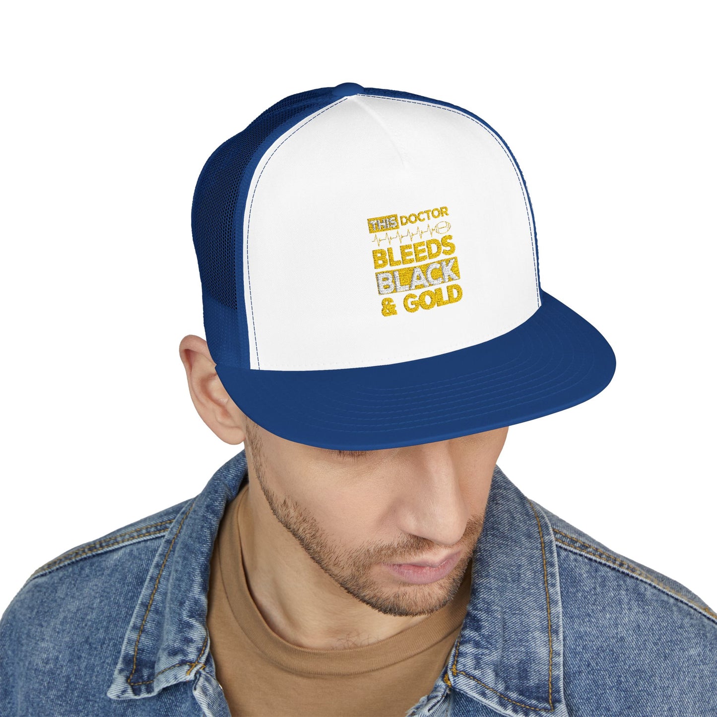 Stylish 5 Panel Trucker Cap - 'Doctor Bleeds Black & Gold' Embroidered Hat, Sports Cap, Gift for Medical Professionals, Adjustable [...]