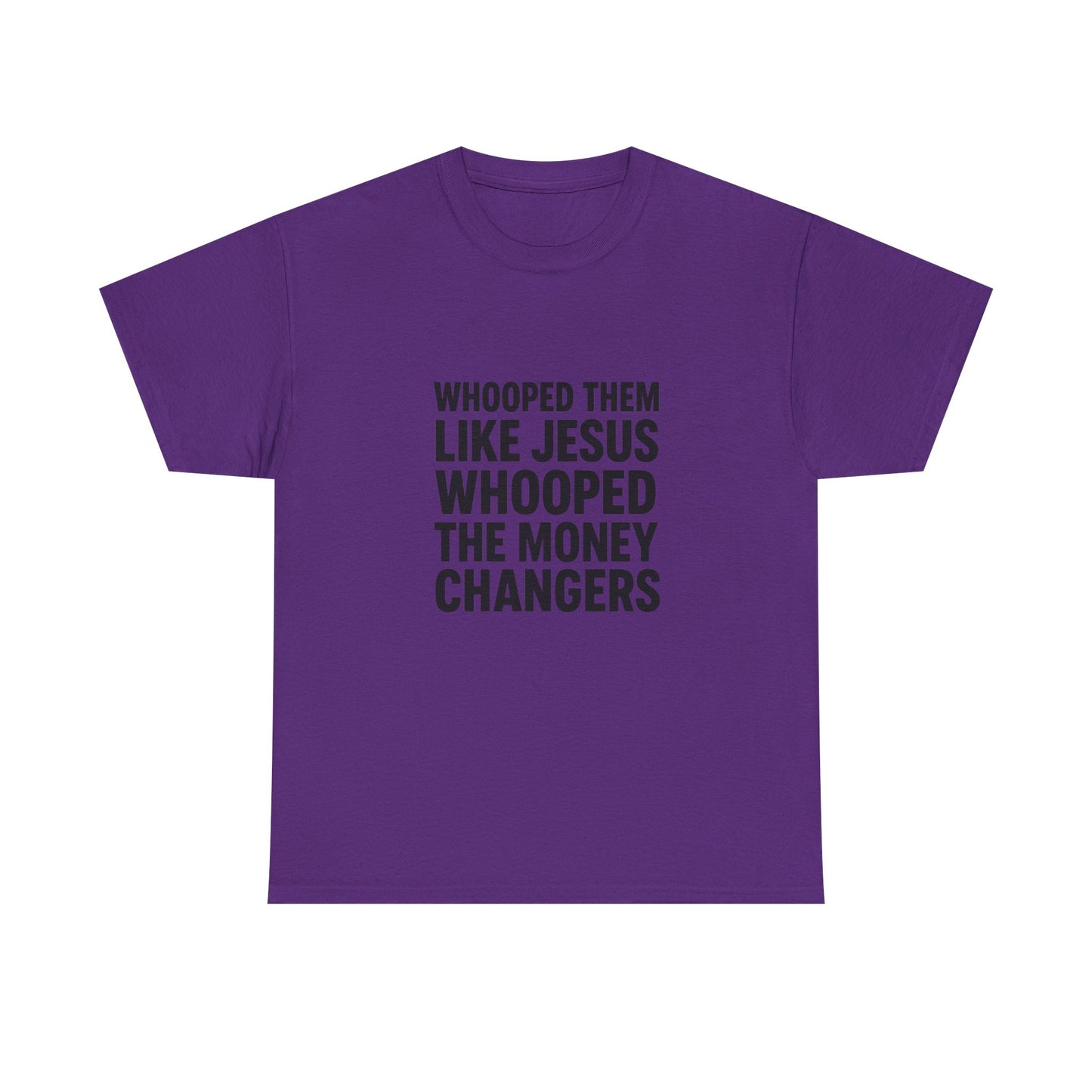 Biblical Humor Tee: Whooped Them Like Jesus - Funny Unisex Cotton T-Shirt for Bible Lovers, Gifts, Easter, Church Events, Casual Wear