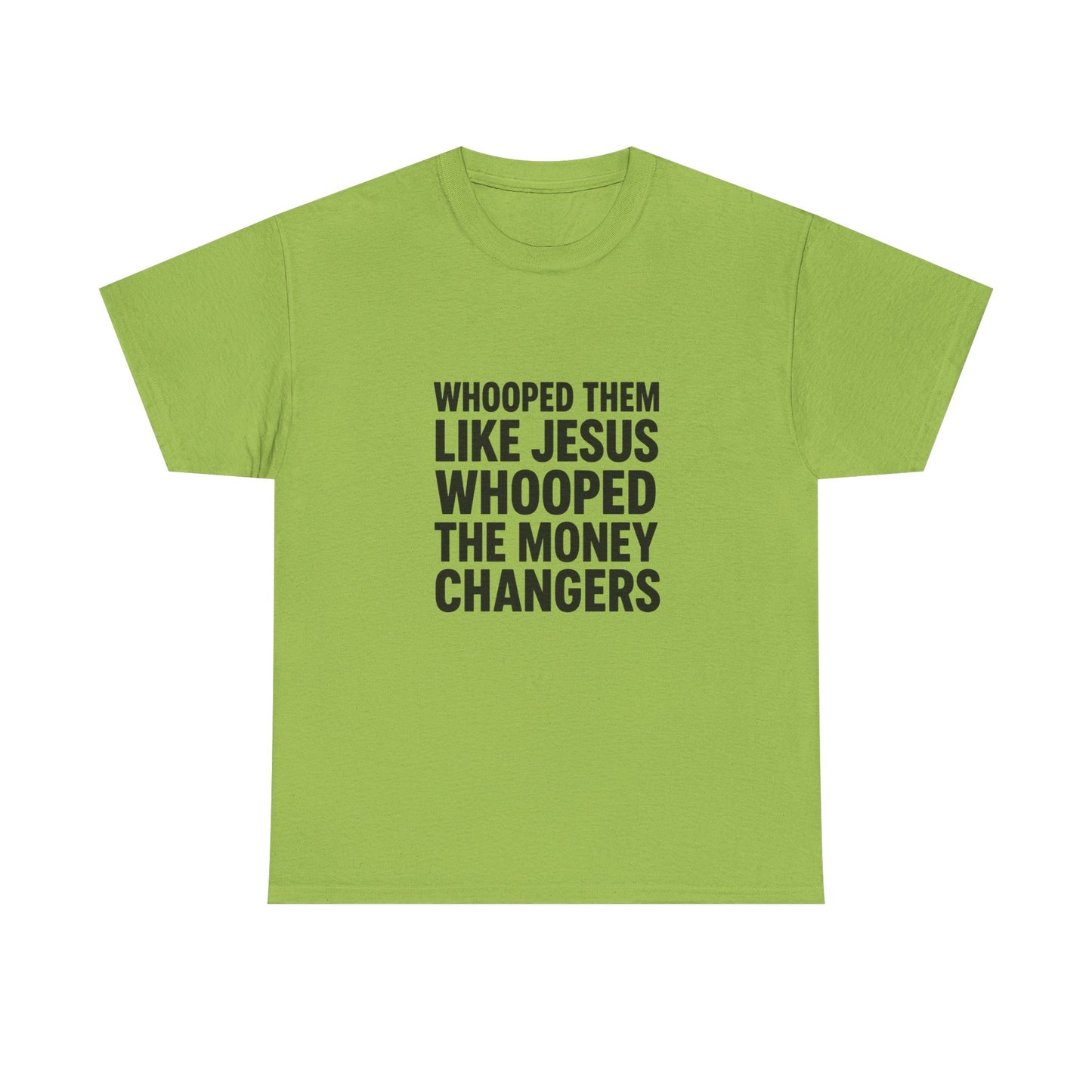 Biblical Humor Tee: Whooped Them Like Jesus - Funny Unisex Cotton T-Shirt for Bible Lovers, Gifts, Easter, Church Events, Casual Wear