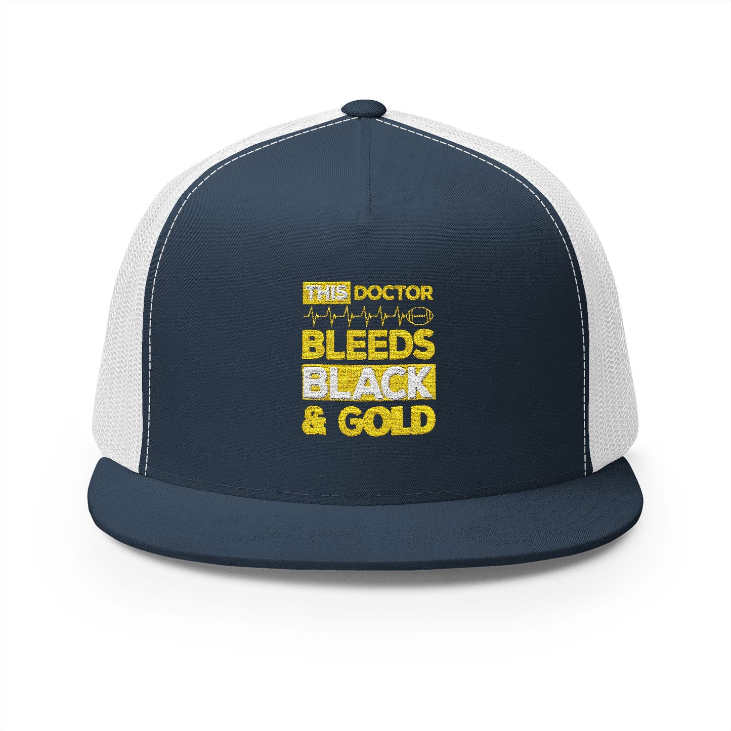 Stylish 5 Panel Trucker Cap - 'Doctor Bleeds Black & Gold' Embroidered Hat, Sports Cap, Gift for Medical Professionals, Adjustable [...]