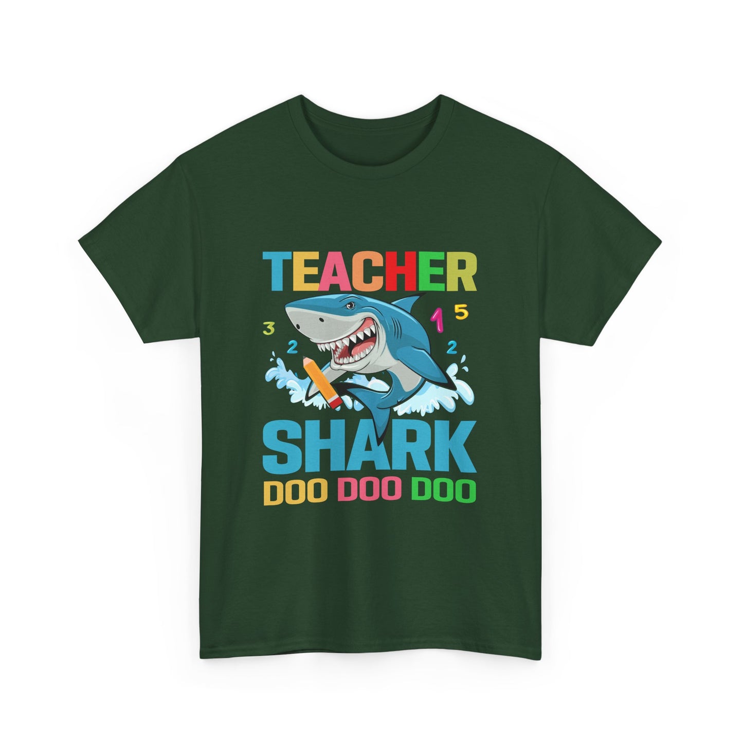 Teacher Shark Unisex Heavy Cotton Tee - Fun Gift for Educators, Back to School, Teacher Appreciation, Shark Lover, Graphic Tee
