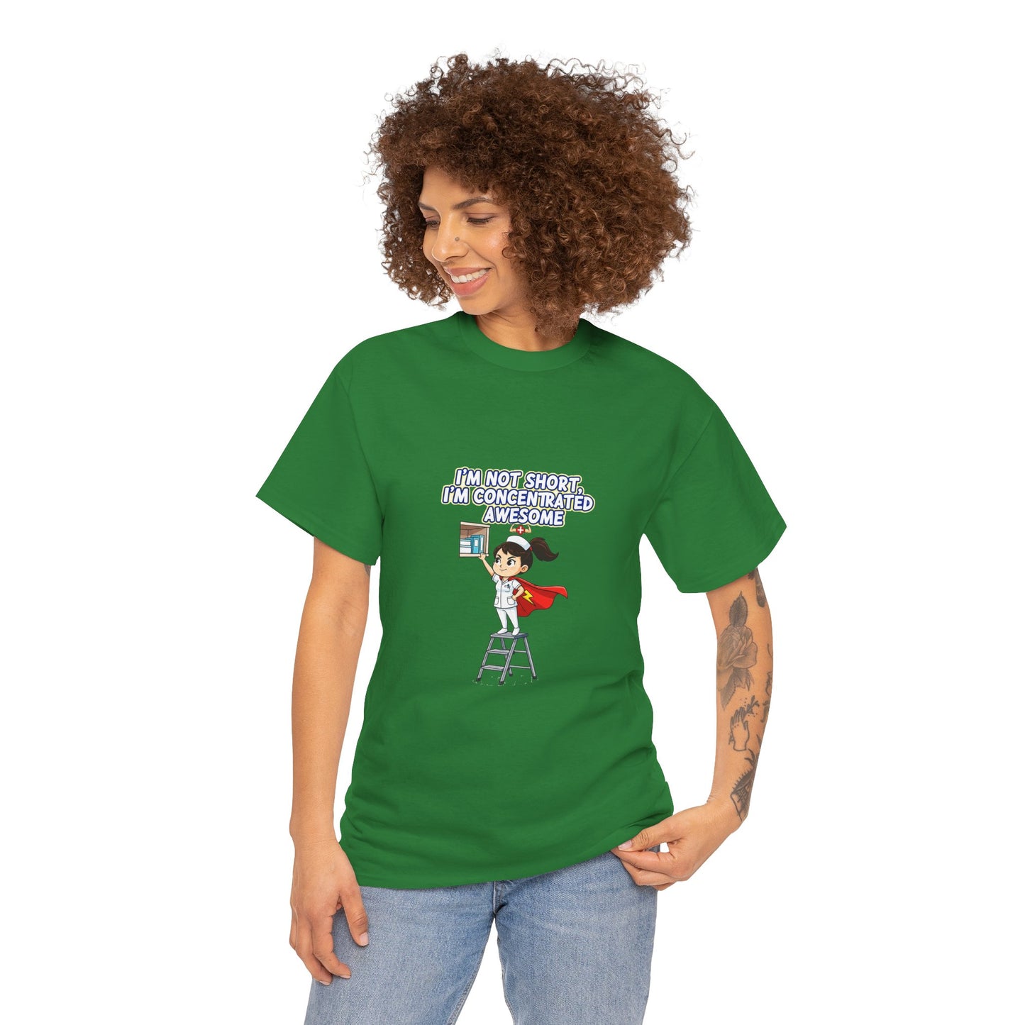 Superhero Motivation Tee - I'm Not Short, I'm Concentrated Awesome! | Unisex Heavy Cotton Shirt, Gift for Nurses, Daily Wear