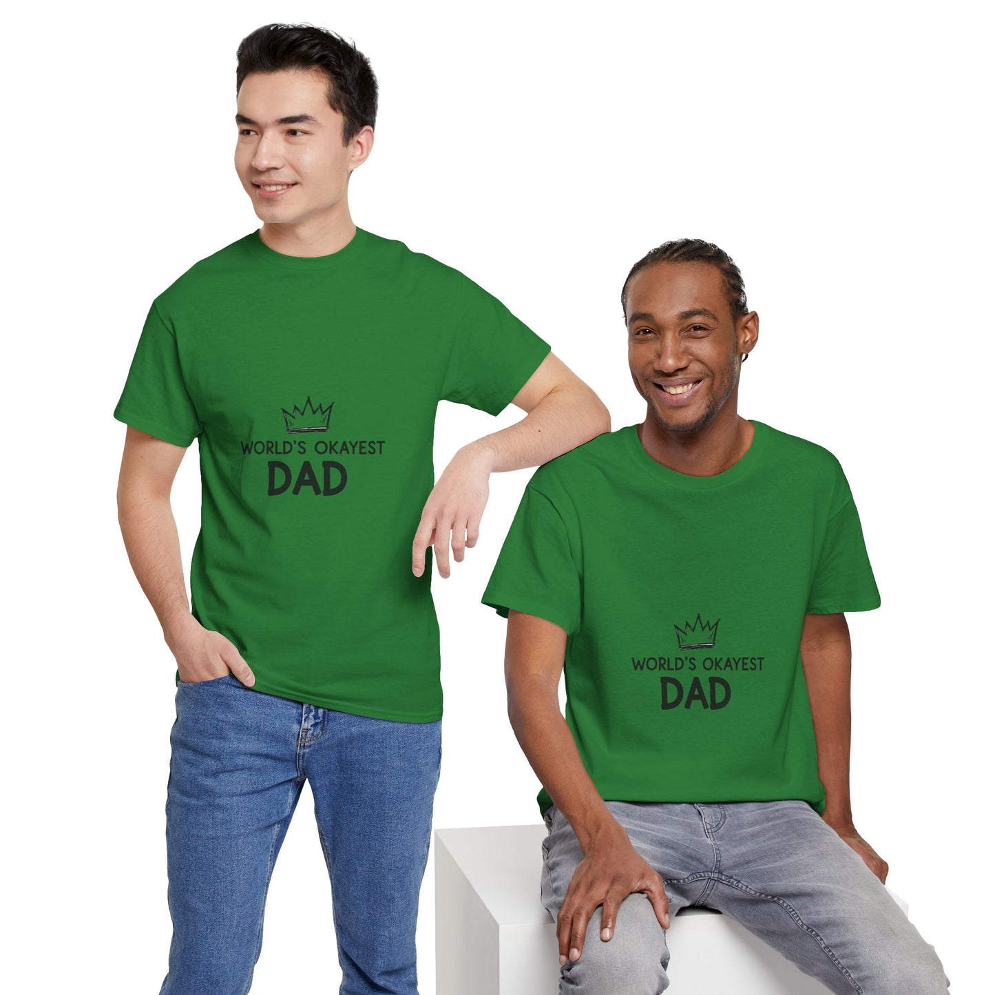 World's Okayest Dad Unisex Heavy Cotton Tee, Funny Father's Day Gift, Relaxed Fit T-Shirt, Dad Humor Shirt, Casual Everyday Wear