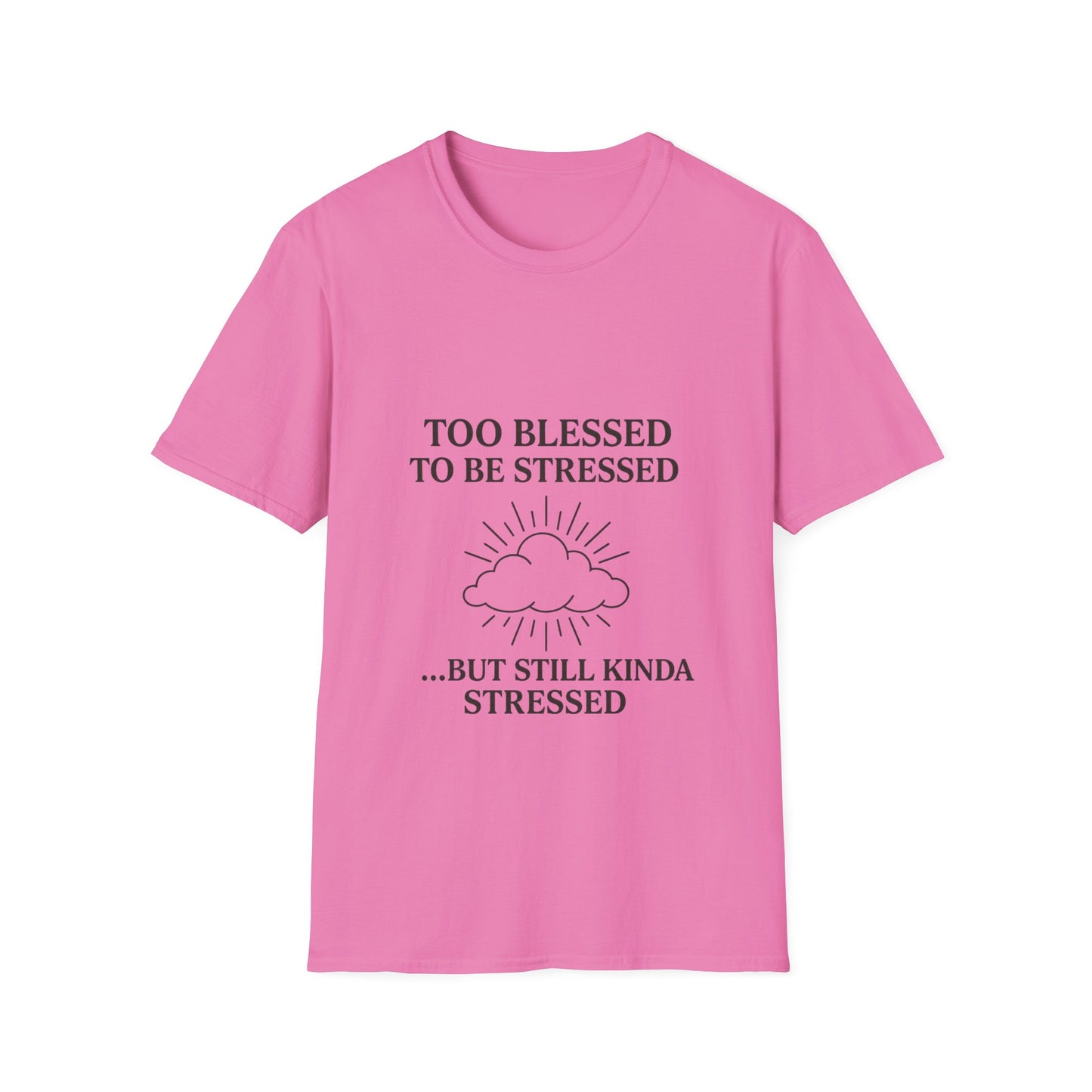 Funny Unisex T-Shirt: "Too Blessed to Be Stressed" - Perfect Gift for Stress Relief, Casual Wear, Relaxation, Self-Care, Humor
