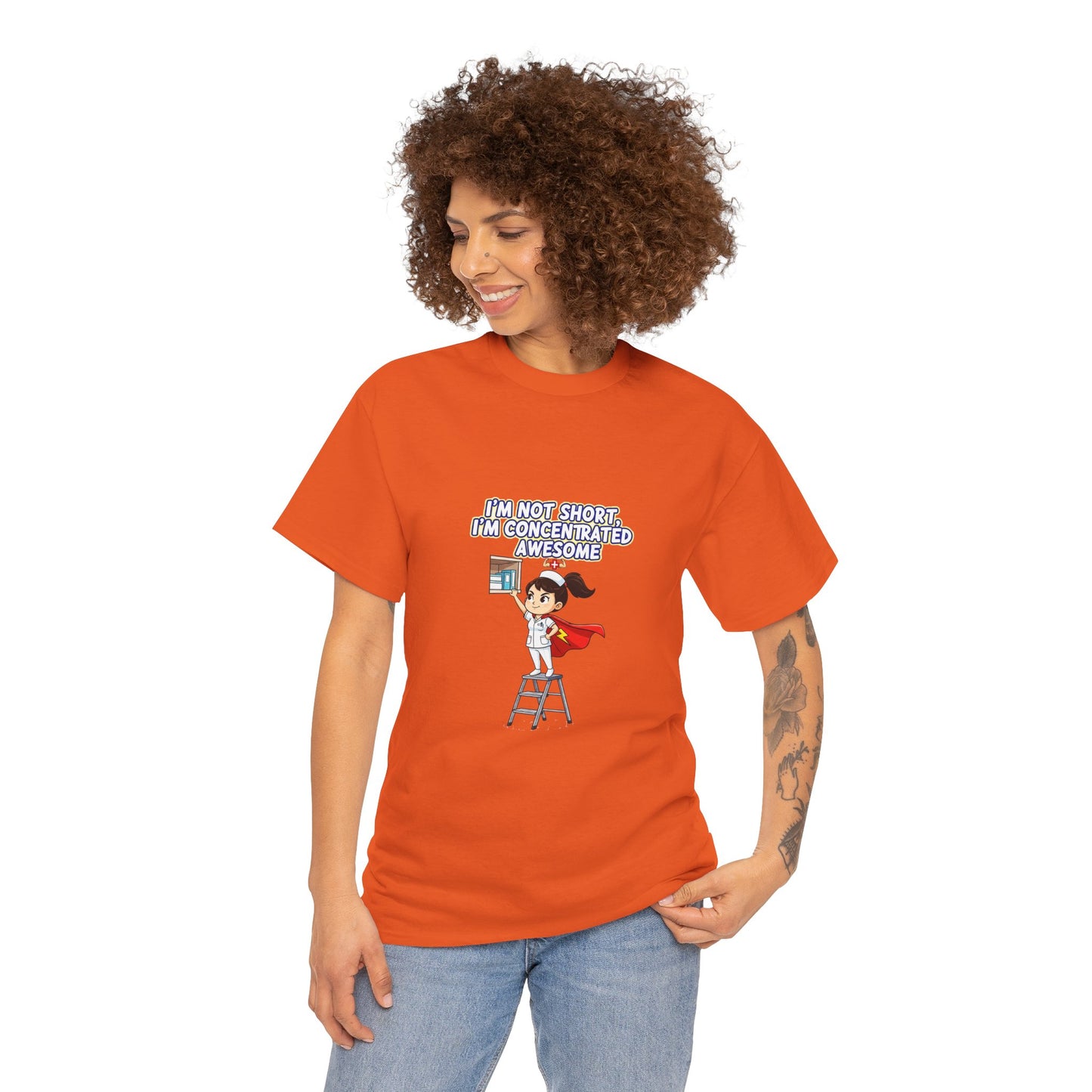Superhero Motivation Tee - I'm Not Short, I'm Concentrated Awesome! | Unisex Heavy Cotton Shirt, Gift for Nurses, Daily Wear