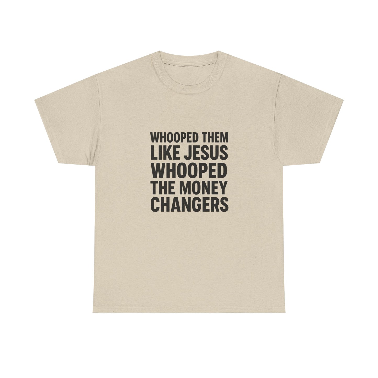 Biblical Humor Tee: Whooped Them Like Jesus - Funny Unisex Cotton T-Shirt for Bible Lovers, Gifts, Easter, Church Events, Casual Wear