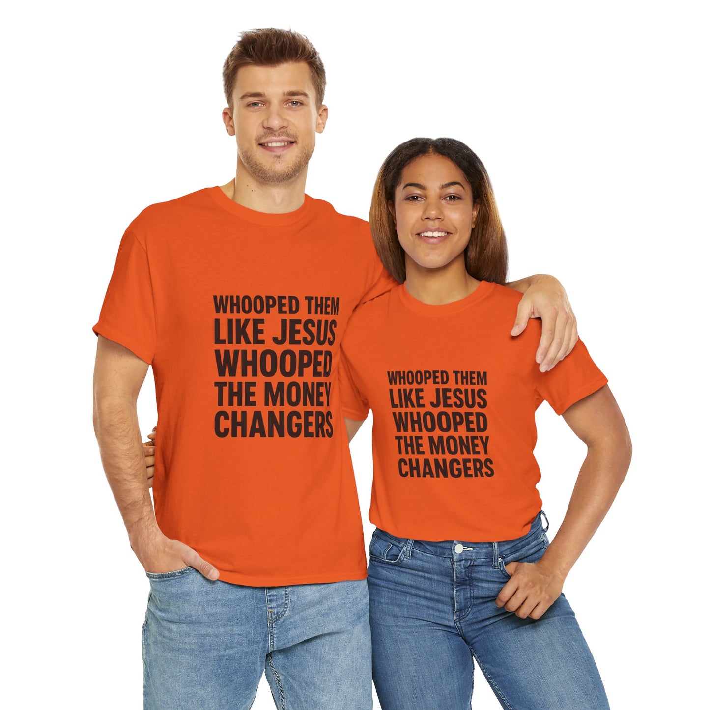 Biblical Humor Tee: Whooped Them Like Jesus - Funny Unisex Cotton T-Shirt for Bible Lovers, Gifts, Easter, Church Events, Casual Wear
