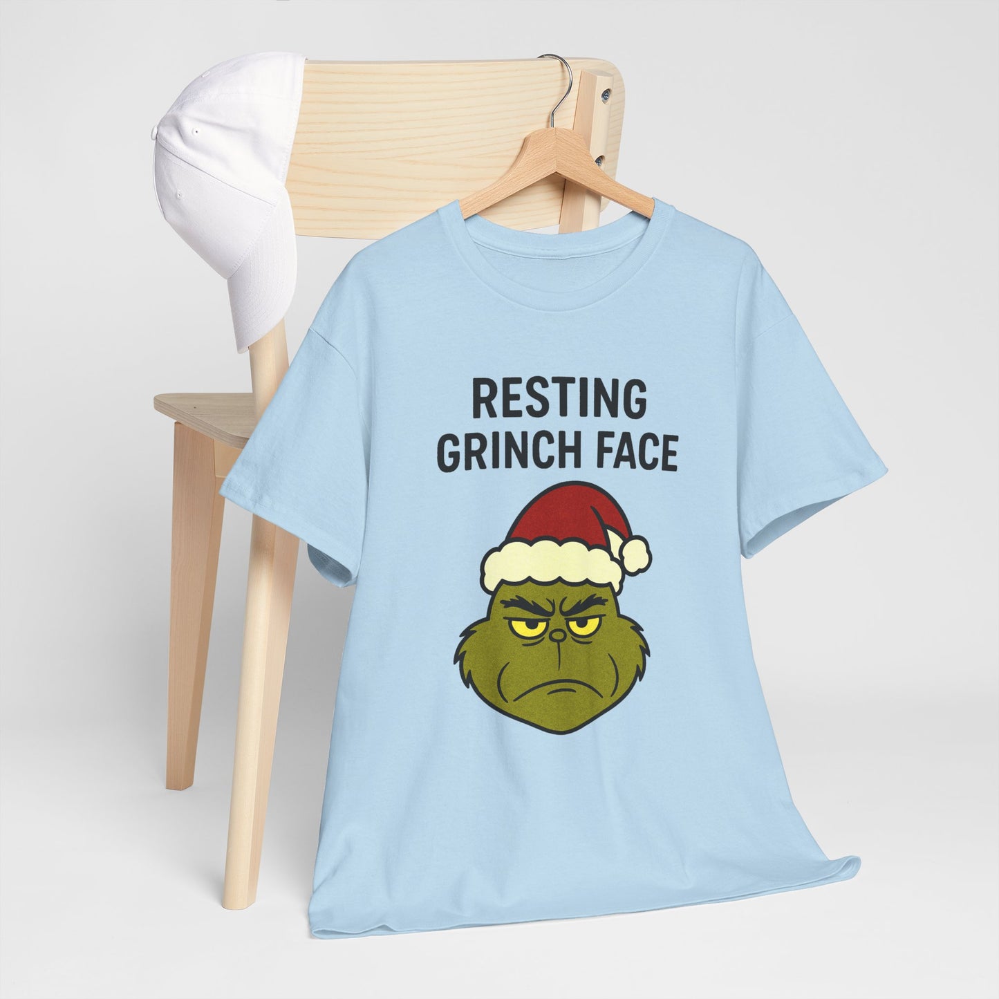 Resting Grinch Face Unisex Heavy Cotton Tee - Perfect Holiday Humor Shirt