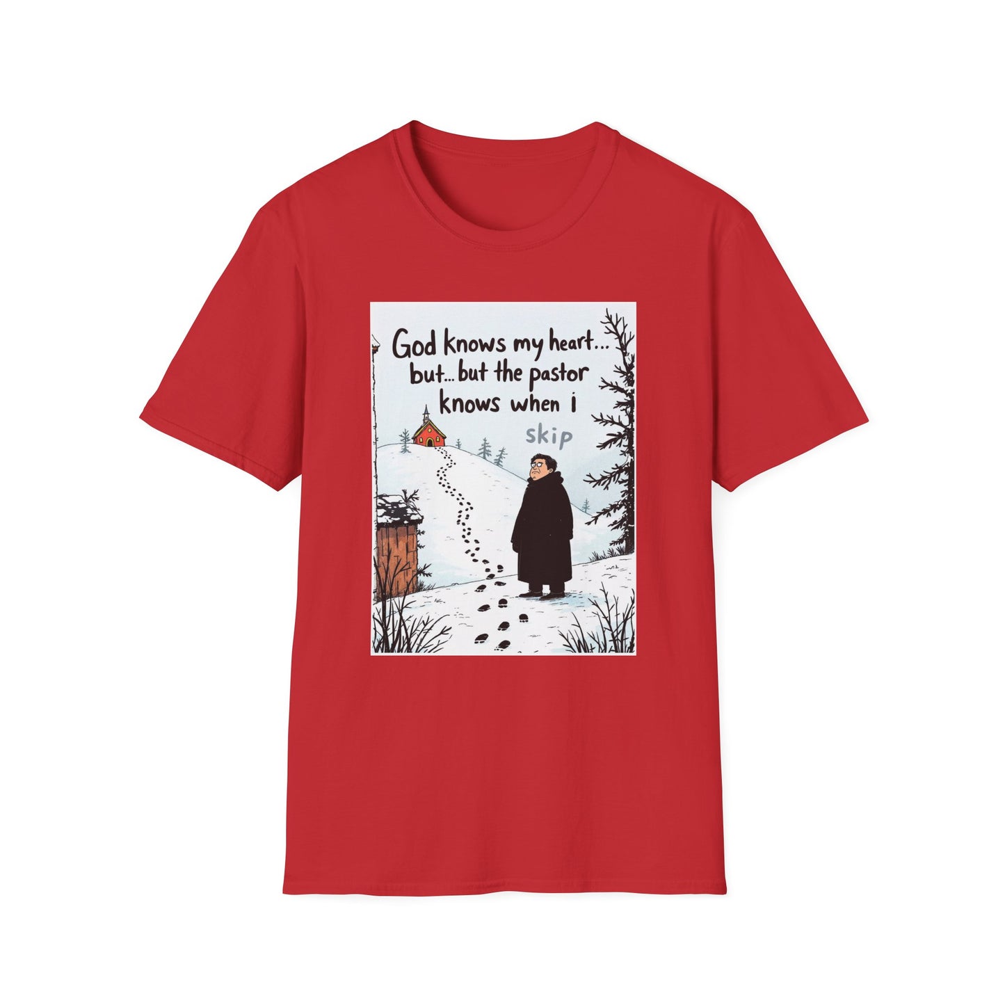 Funny Pastor T-Shirt, Cute Christian Shirt, Winter Humor Tee, Gift for Faith, Softstyle Unisex Top, Holiday Apparel
