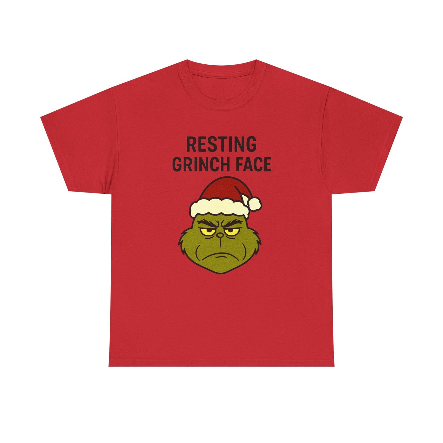 Resting Grinch Face Unisex Heavy Cotton Tee - Perfect Holiday Humor Shirt
