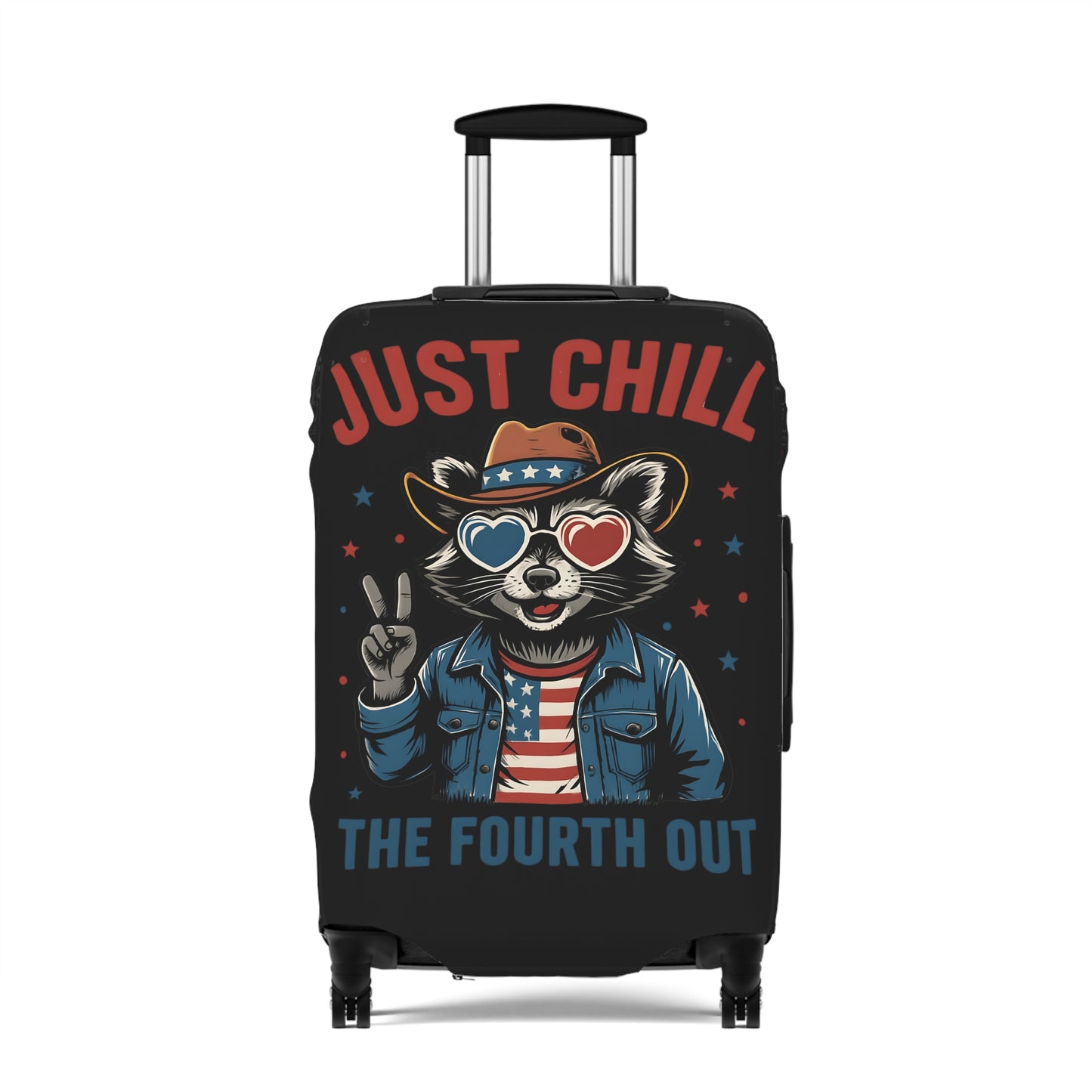 Patriotic Luggage Cover with Fun Raccoon Design - Travel Accessory, Suitcase Protector, Fourth of July Gift, Vacation Essential, [...]