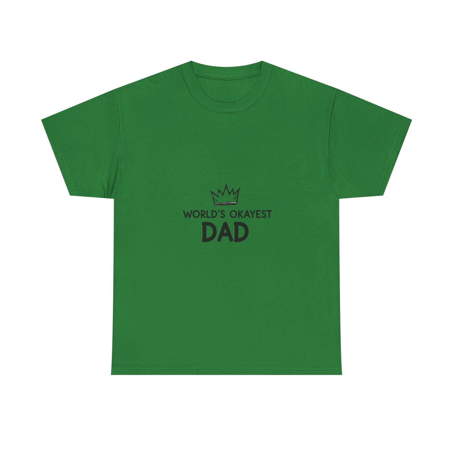 World's Okayest Dad Unisex Heavy Cotton Tee, Funny Father's Day Gift, Relaxed Fit T-Shirt, Dad Humor Shirt, Casual Everyday Wear