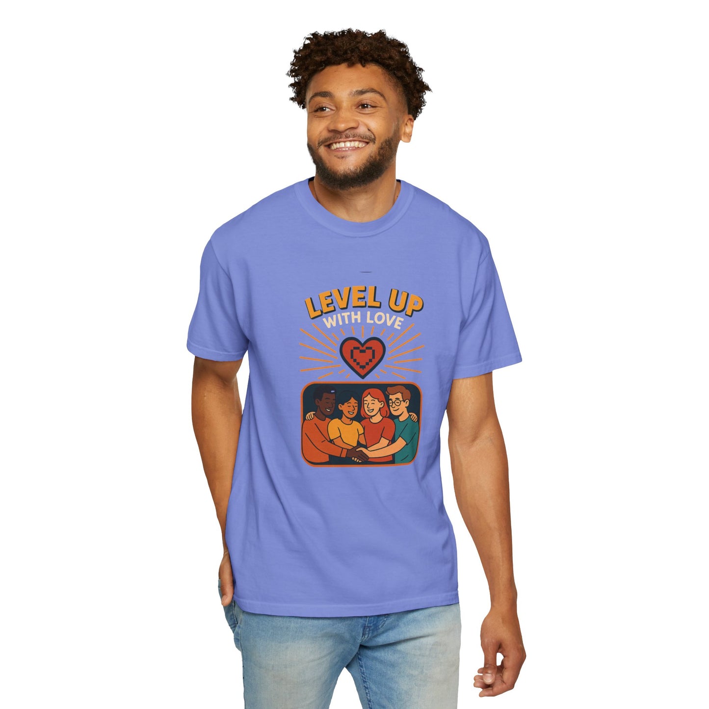 Level Up With Love T-Shirt, Vintage Style Tee, Unisex Casual Wear, Perfect Gift for Friends, Everyday Comfort Shirt