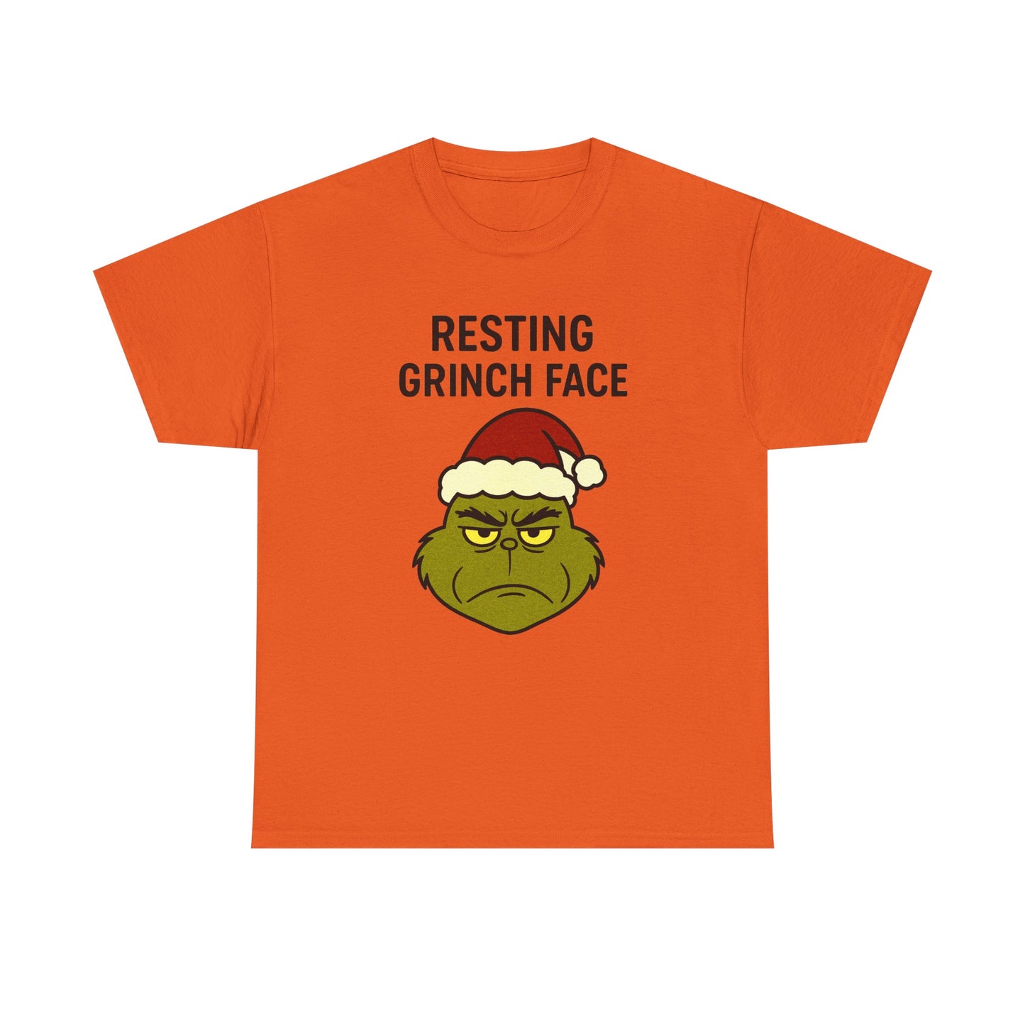 Resting Grinch Face Unisex Heavy Cotton Tee - Perfect Holiday Humor Shirt