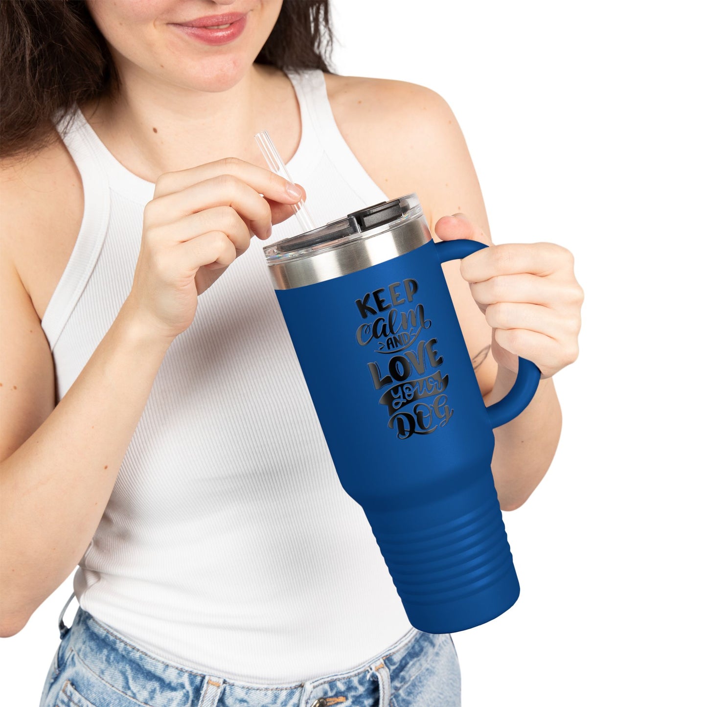 Keep Calm and Love Your Dog Insulated Travel Mug | 40oz | Dog Lover Gift | Pet Owner Mug | Motivational Travel Cup | Birthday Gift