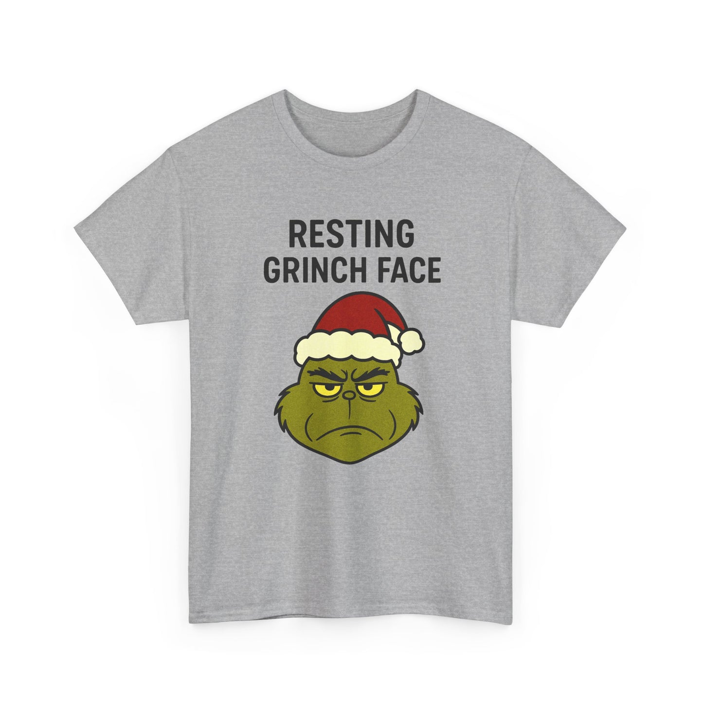 Resting Grinch Face Unisex Heavy Cotton Tee - Perfect Holiday Humor Shirt