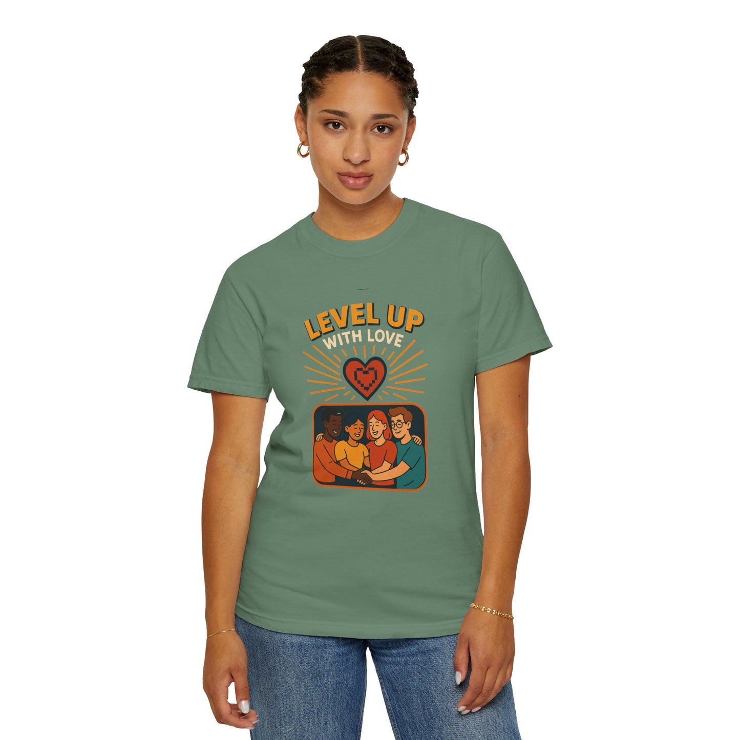 Level Up With Love T-Shirt, Vintage Style Tee, Unisex Casual Wear, Perfect Gift for Friends, Everyday Comfort Shirt