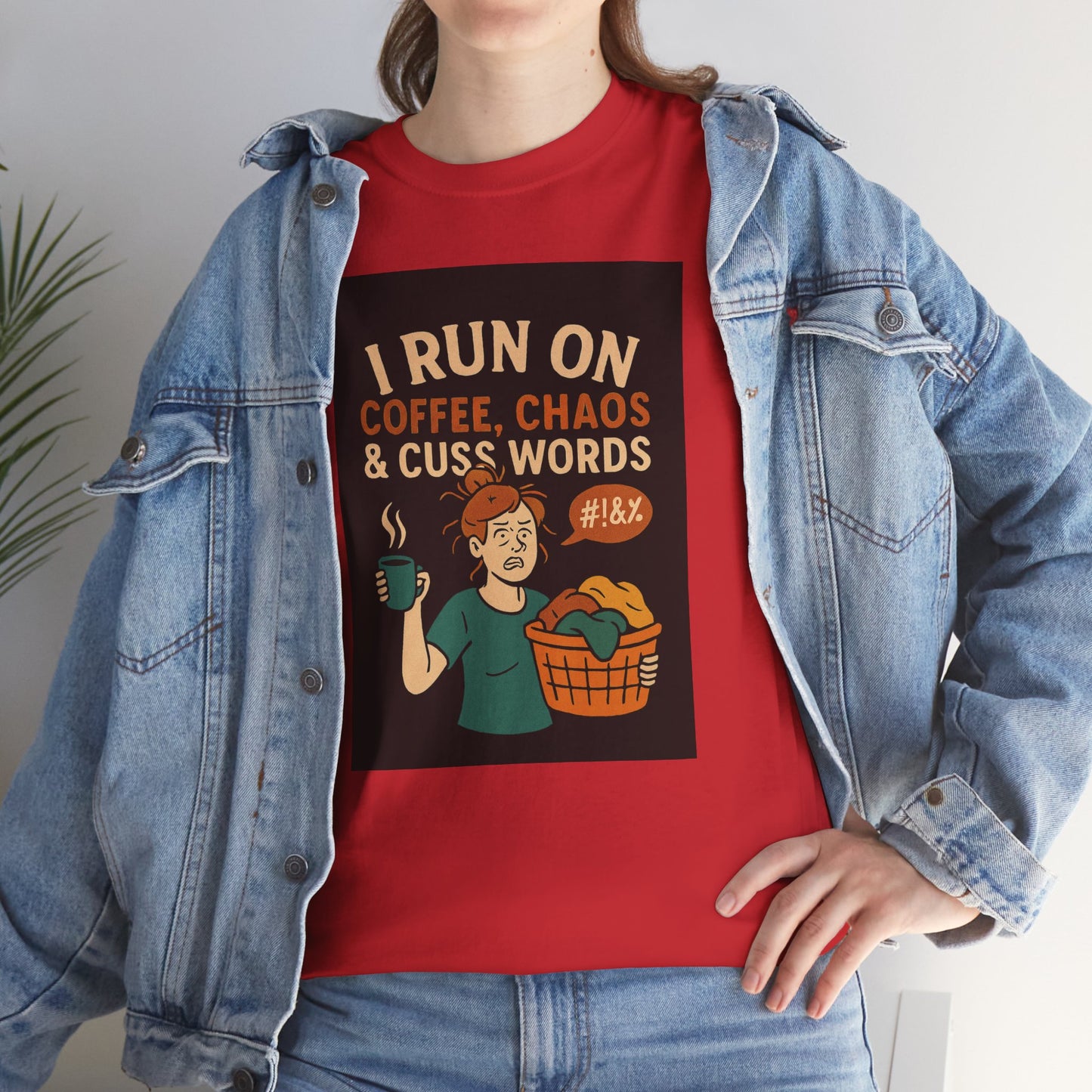 Coffee Chaos & Cuss Words Tee, Funny T-Shirt, Unisex Cotton Tee, Gift for Coffee Lovers, Casual Wear, Humor Apparel