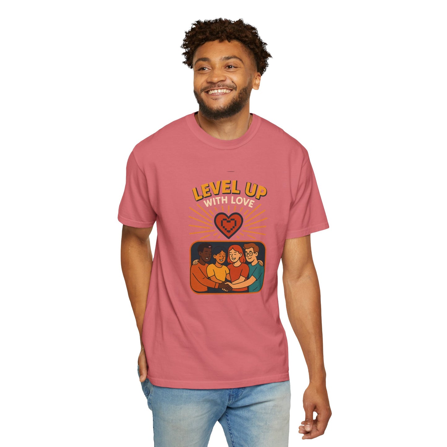 Level Up With Love T-Shirt, Vintage Style Tee, Unisex Casual Wear, Perfect Gift for Friends, Everyday Comfort Shirt