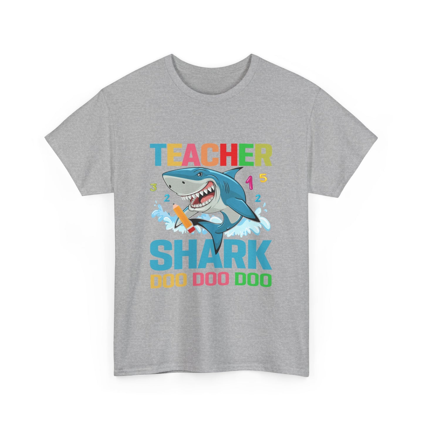 Teacher Shark Unisex Heavy Cotton Tee - Fun Gift for Educators, Back to School, Teacher Appreciation, Shark Lover, Graphic Tee