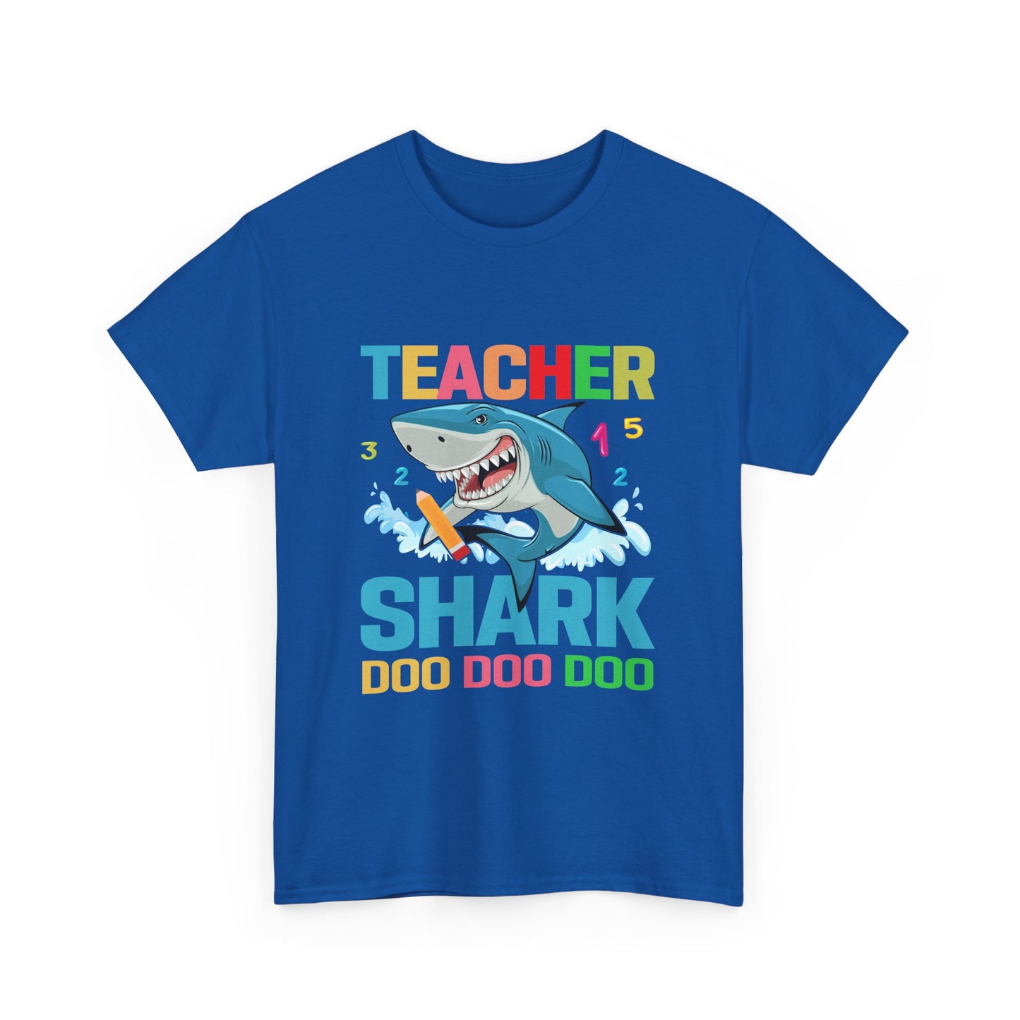 Teacher Shark Unisex Heavy Cotton Tee - Fun Gift for Educators, Back to School, Teacher Appreciation, Shark Lover, Graphic Tee