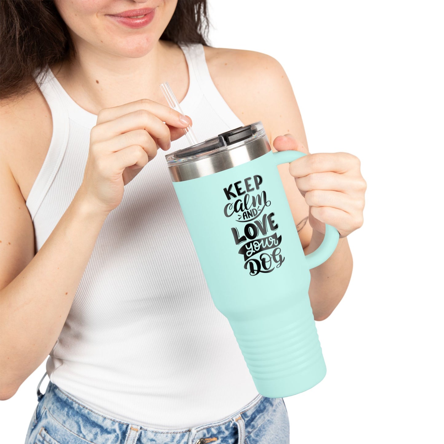 Keep Calm and Love Your Dog Insulated Travel Mug | 40oz | Dog Lover Gift | Pet Owner Mug | Motivational Travel Cup | Birthday Gift