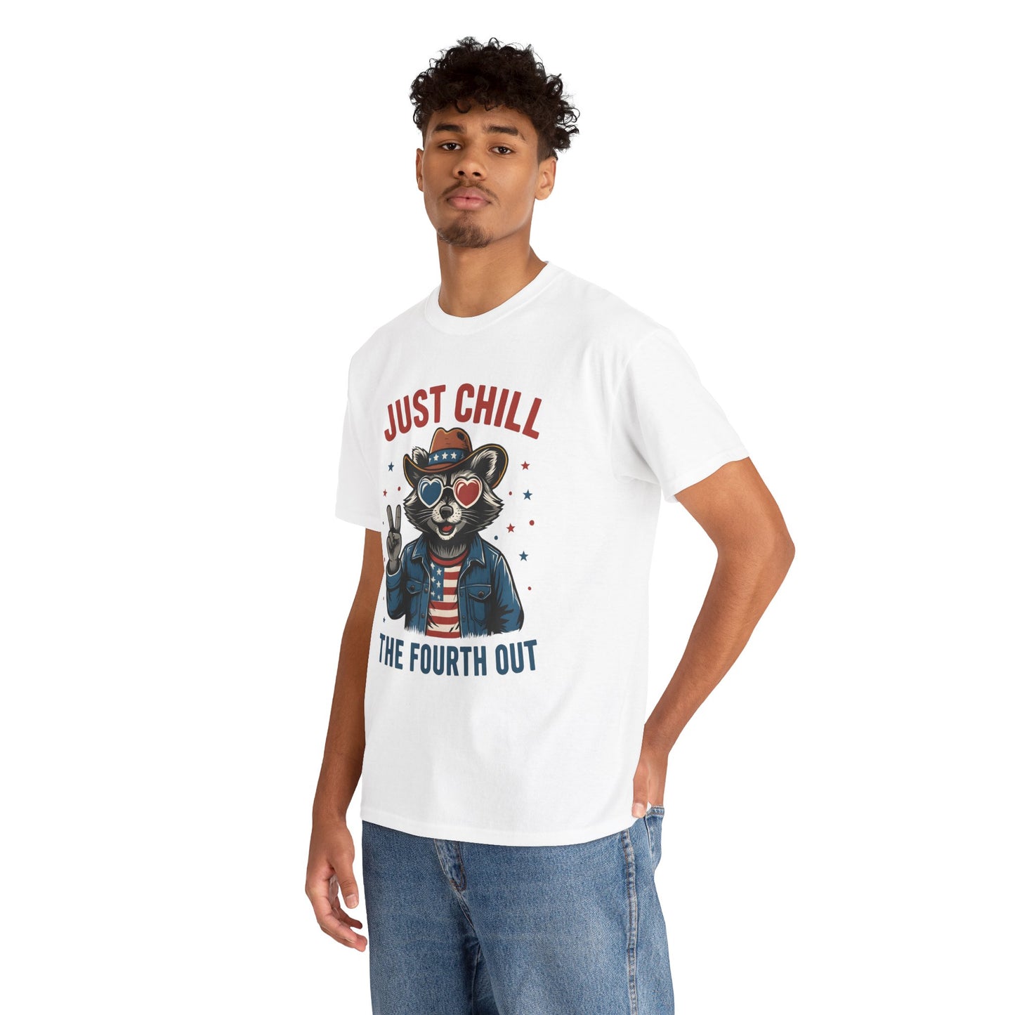 Patriotic Raccoon Tee, Just Chill the Fourth Out T-Shirt, Unisex Cotton Shirt, Casual Summer Wear, Independence Day, July fourth