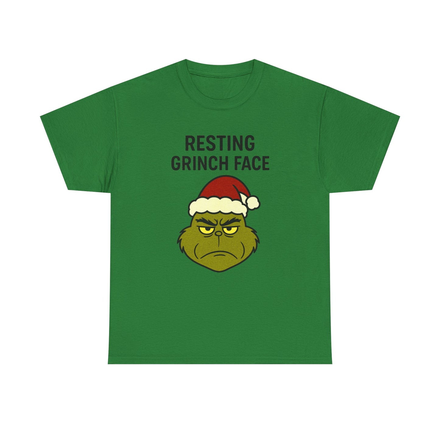 Resting Grinch Face Unisex Heavy Cotton Tee - Perfect Holiday Humor Shirt