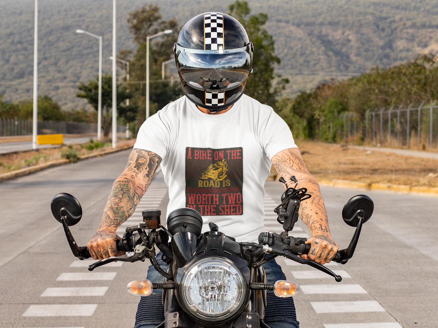 Adventure Awaits Biker Unisex Heavy Cotton Tee – Perfect for Bikers, Cyclists, Outdoor Lovers, Gifts, Casual Wear, Bike Enthusiasts