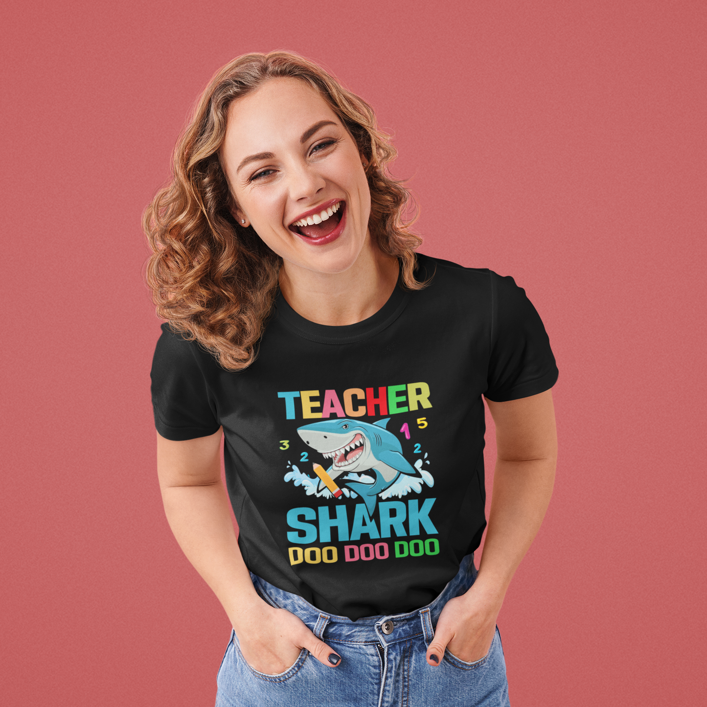 Teacher Shark Unisex Heavy Cotton Tee - Fun Gift for Educators, Back to School, Teacher Appreciation, Shark Lover, Graphic Tee
