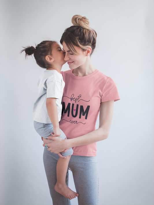 Best Mum Ever Unisex Heavy Cotton Tee | Mother's Day Gift, Casual Wear, Birthday Present, Family Design, Unique Tee