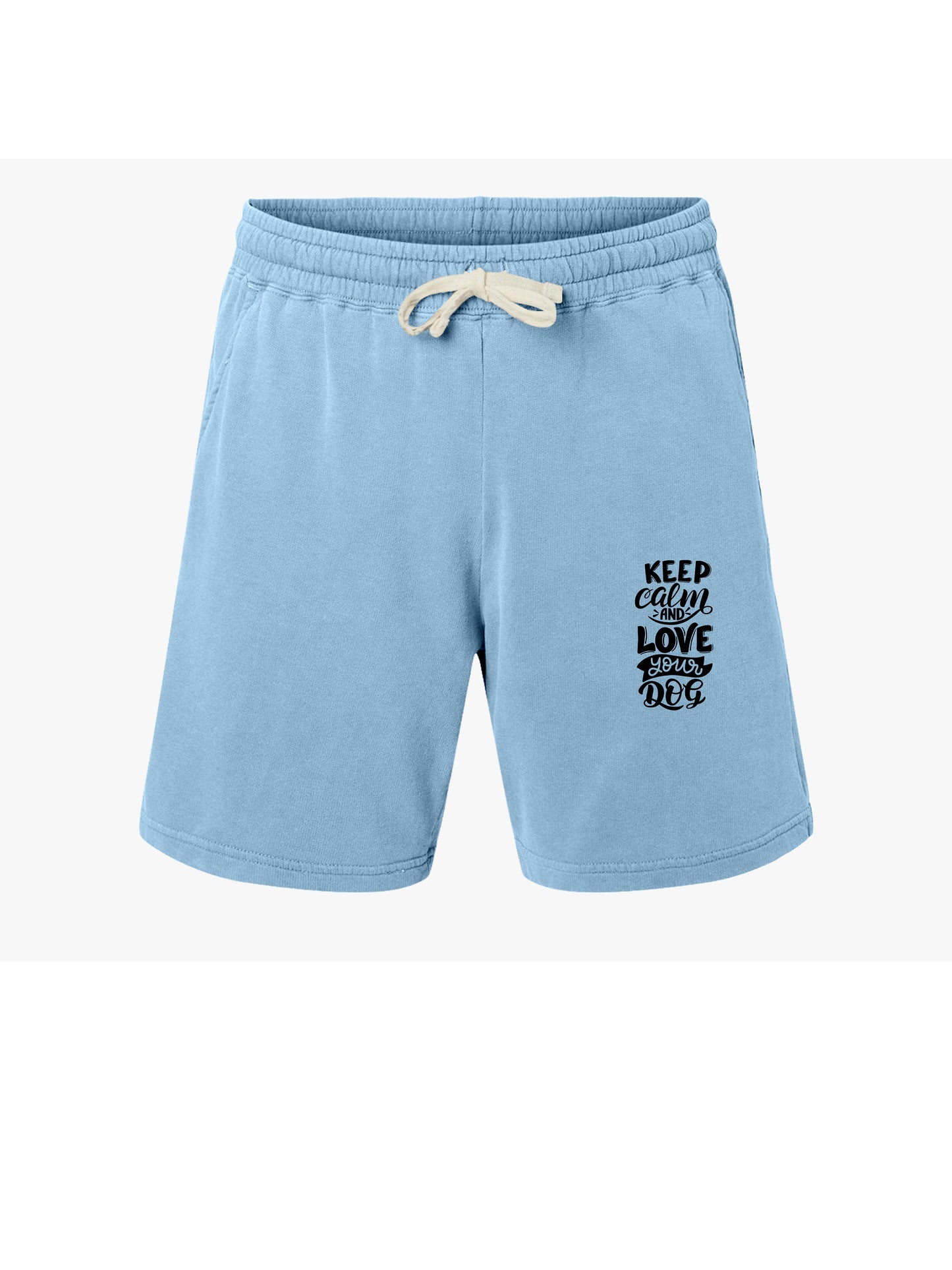 Keep Calm and Love your Dog Unisex Fleece Sweat Shorts, Casual Summer Wear, Keep Calm & Love Dog Quote, Perfect for Dog Lovers, Comfortable Lounge Shorts