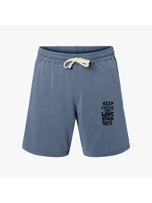 Keep Calm and Love your Dog Unisex Fleece Sweat Shorts, Casual Summer Wear, Keep Calm & Love Dog Quote, Perfect for Dog Lovers, Comfortable Lounge Shorts