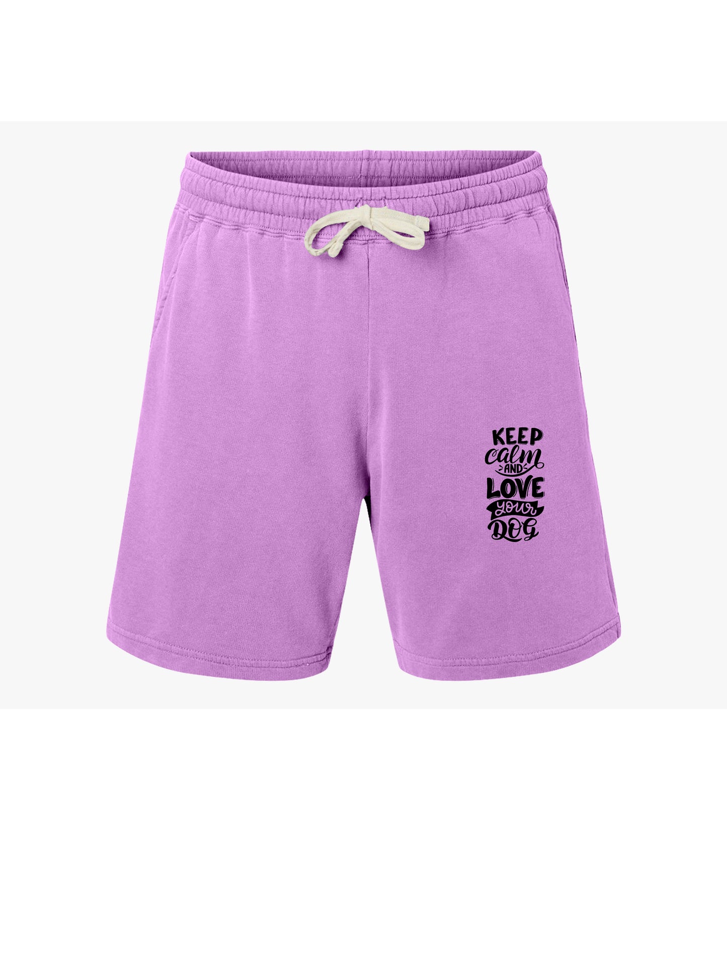 Keep Calm and Love your Dog Unisex Fleece Sweat Shorts, Casual Summer Wear, Keep Calm & Love Dog Quote, Perfect for Dog Lovers, Comfortable Lounge Shorts