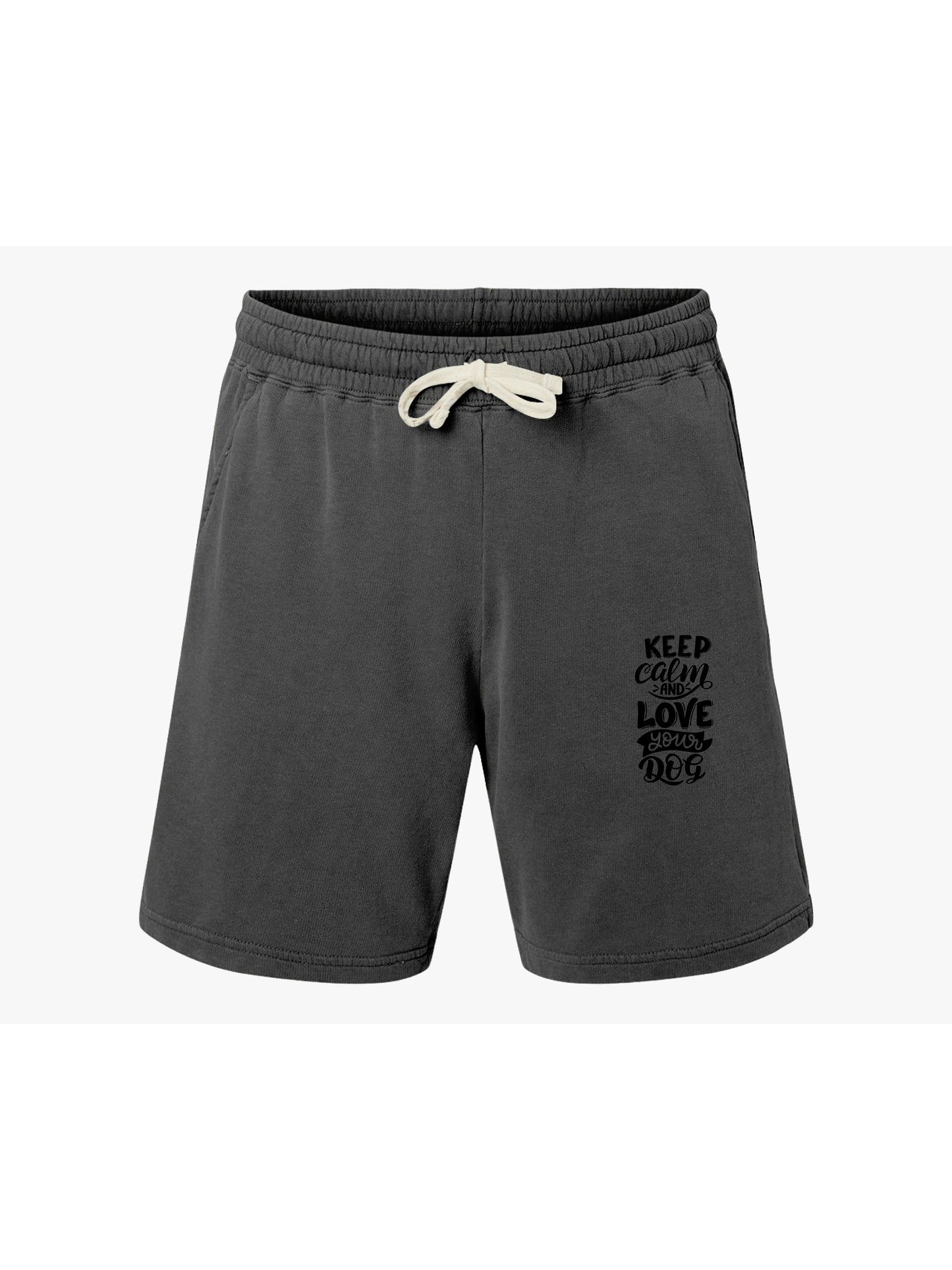 Keep Calm and Love your Dog Unisex Fleece Sweat Shorts, Casual Summer Wear, Keep Calm & Love Dog Quote, Perfect for Dog Lovers, Comfortable Lounge Shorts
