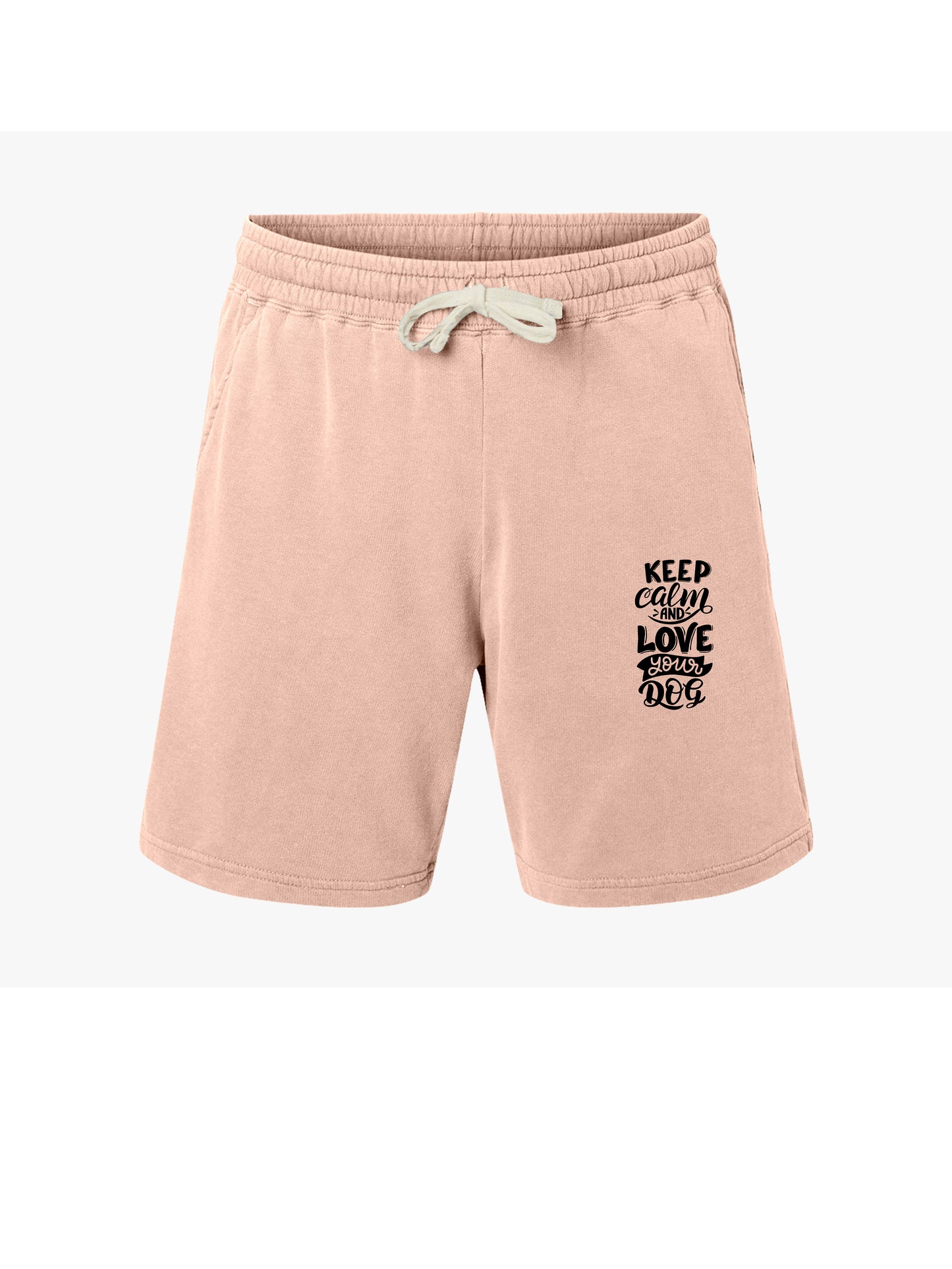 Keep Calm and Love your Dog Unisex Fleece Sweat Shorts, Casual Summer Wear, Keep Calm & Love Dog Quote, Perfect for Dog Lovers, Comfortable Lounge Shorts