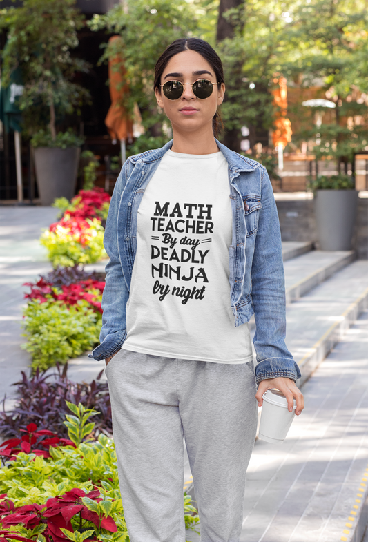 Math Teacher Ninja Unisex T-shirt - Fun Gift for Educators, Teacher Appreciation, Back to School, Funny Classroom Style