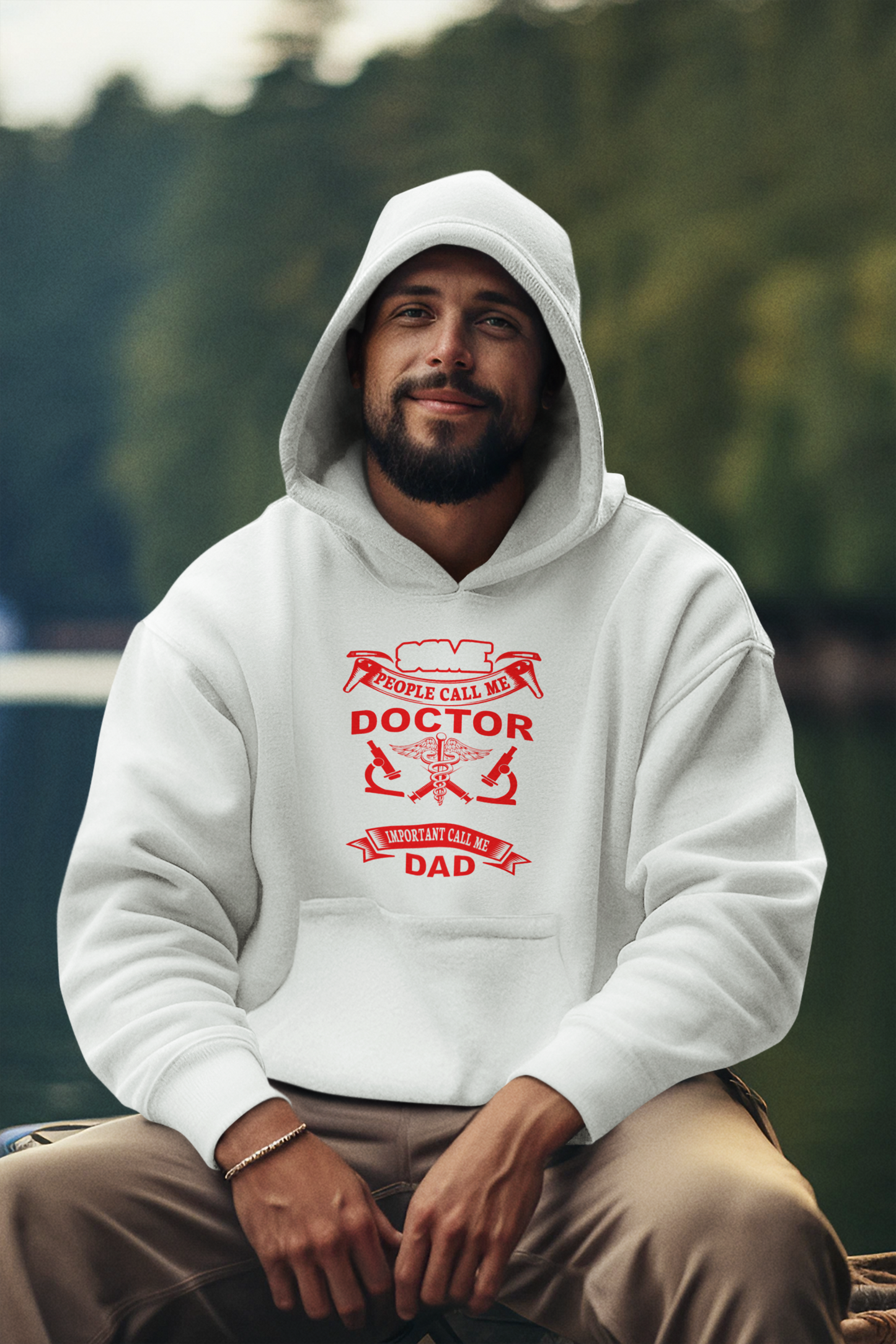 Doctor Dad Unisex Hooded Long Sleeve Tee, Funny Gift, Father's Day Apparel, Medical Humor Shirt, Perfect for Dads