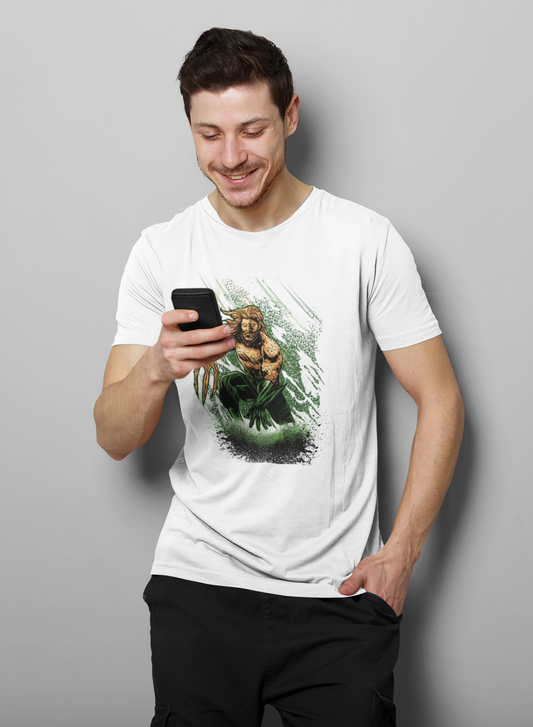Aquatic Hero Unisex Heavy Cotton Tee, Graphic Shirt, Ocean Lover Gift, Casual Wear, Gift for Him, Comic Fan Apparel