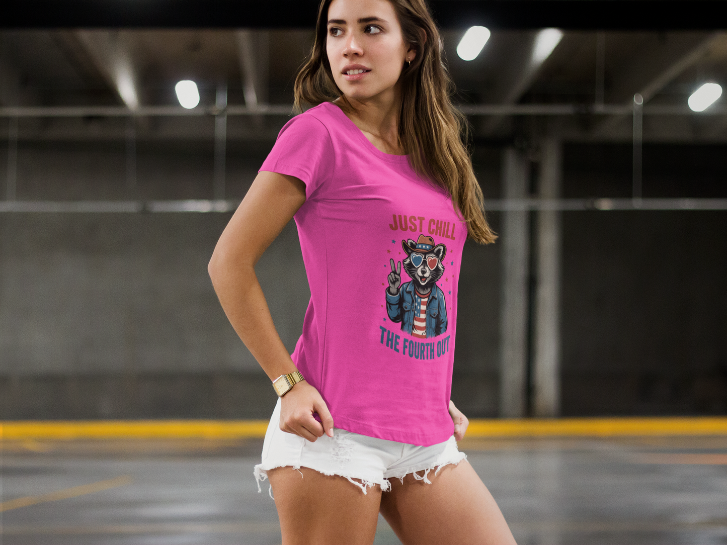 Patriotic Raccoon Tee, Just Chill the Fourth Out T-Shirt, Unisex Cotton Shirt, Casual Summer Wear, Independence Day, July fourth