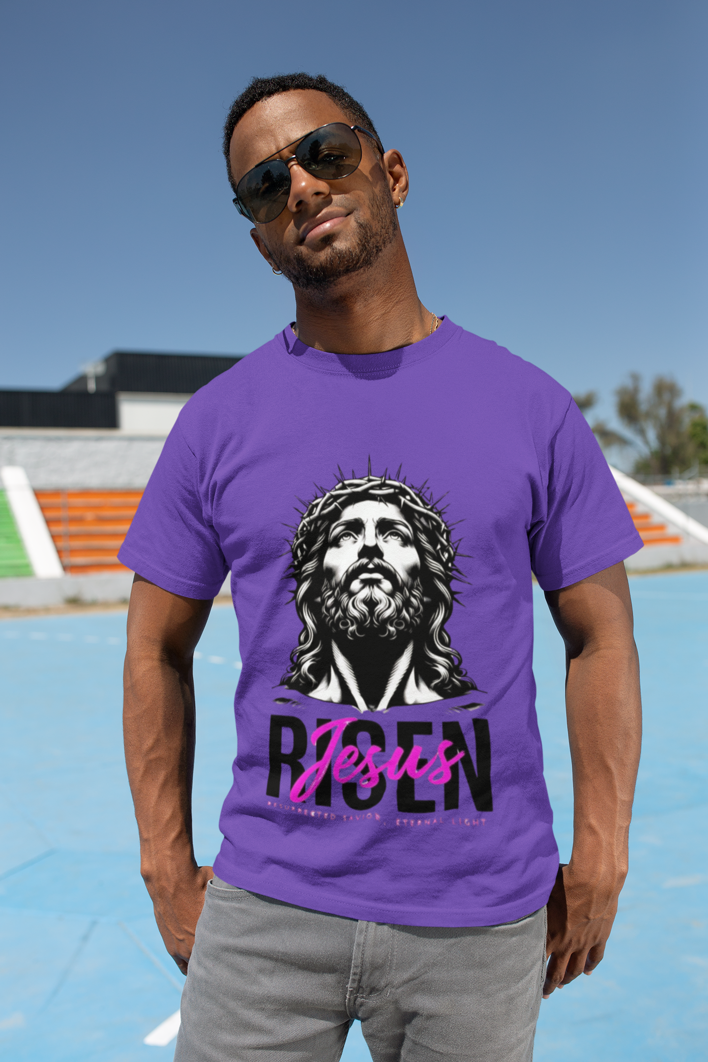 Jesus Risen Graphic Tee, Christian T-Shirt, Religious Apparel, Inspirational Cotton Shirt, Faith-Based Gift