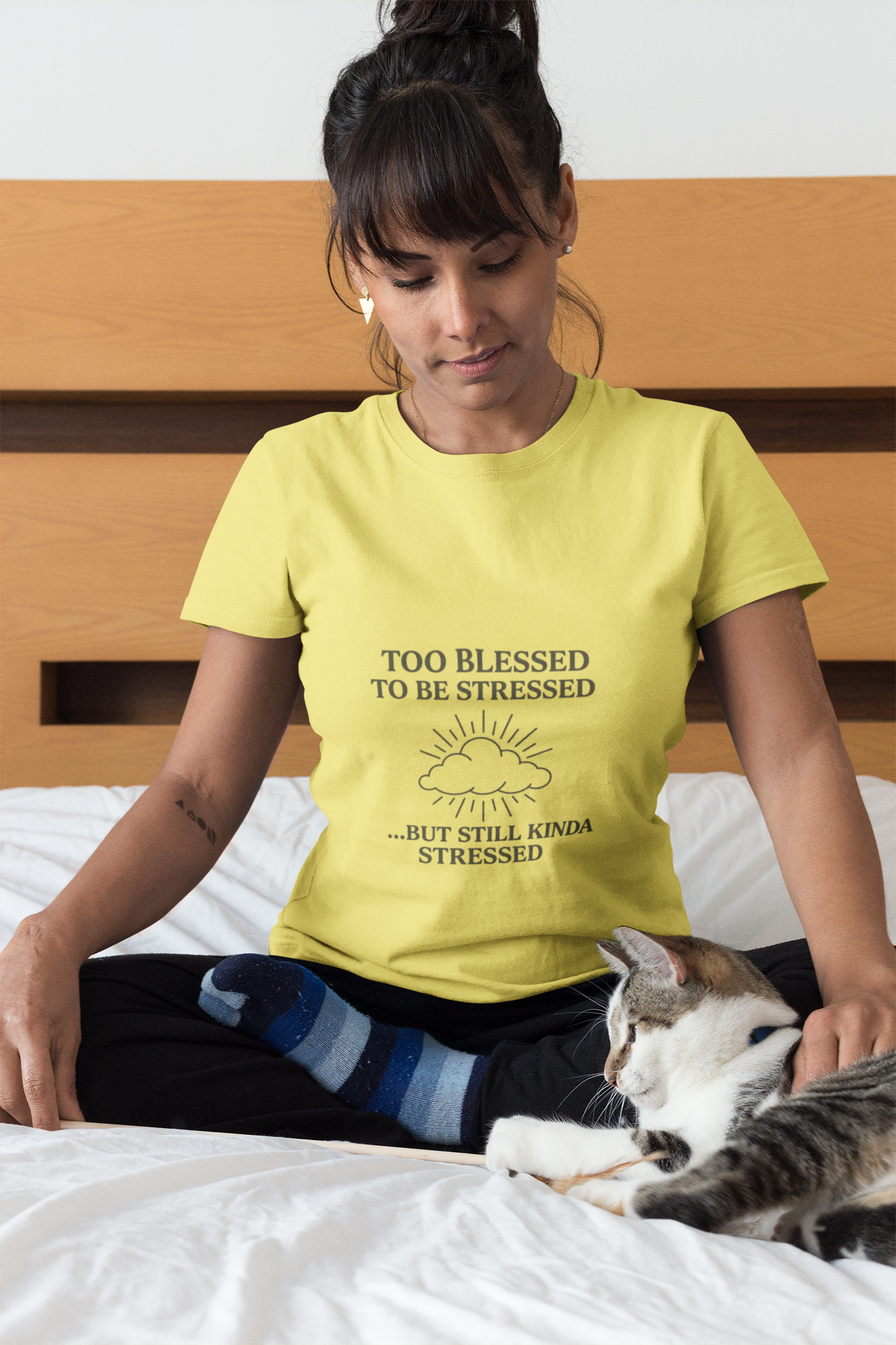 Funny Unisex T-Shirt: "Too Blessed to Be Stressed" - Perfect Gift for Stress Relief, Casual Wear, Relaxation, Self-Care, Humor
