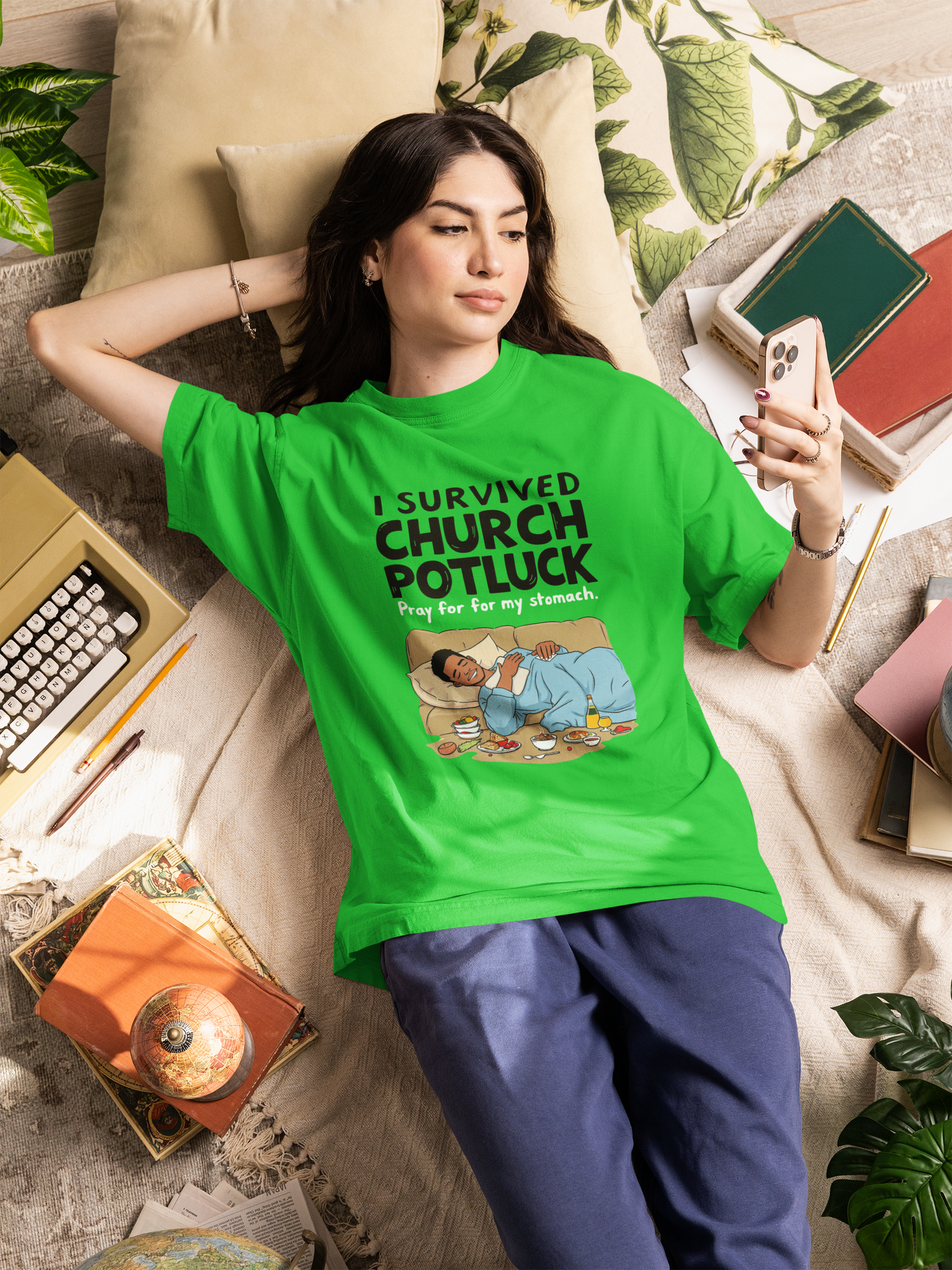 I Survived Church Potluck T-Shirt, Funny Church Shirt, Unisex Softstyle Tee, Casual Wear, Humorous Gift for Potluck Lovers