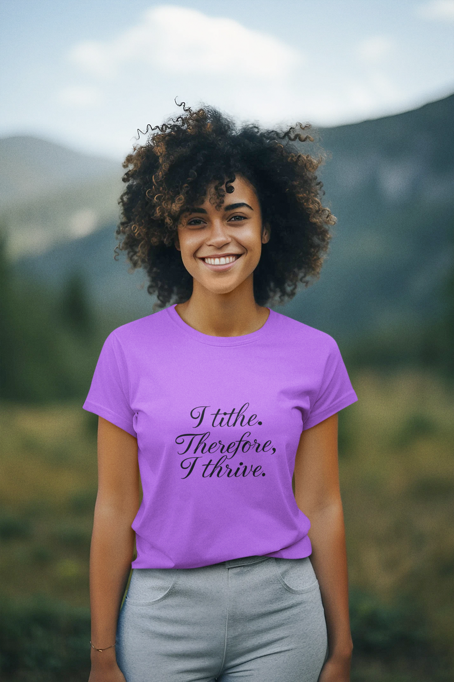 Inspirational Quote T-Shirt - I Tithe Therefore I Thrive - Casual Wear, Gift for Spiritual Growth, Faith Based Apparel, Motivational Tee