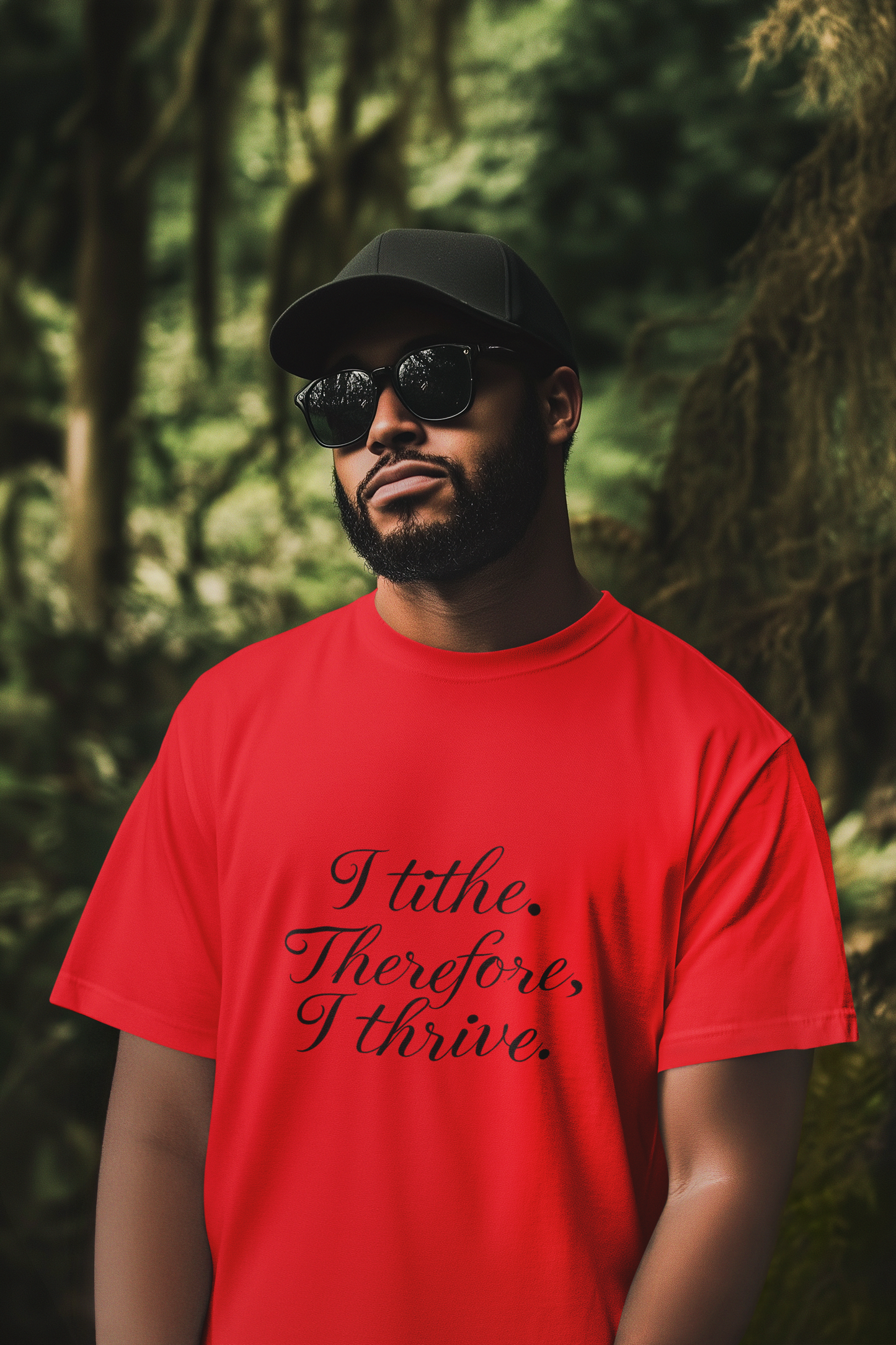 Inspirational Quote T-Shirt - I Tithe Therefore I Thrive - Casual Wear, Gift for Spiritual Growth, Faith Based Apparel, Motivational Tee