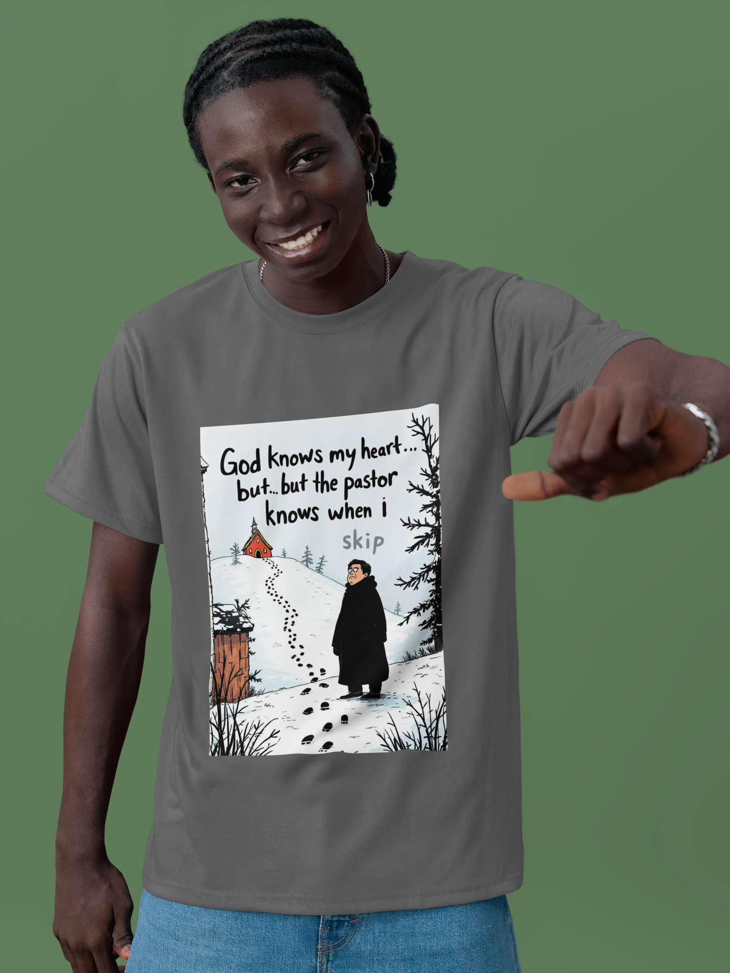 Funny Pastor T-Shirt, Cute Christian Shirt, Winter Humor Tee, Gift for Faith, Softstyle Unisex Top, Holiday Apparel
