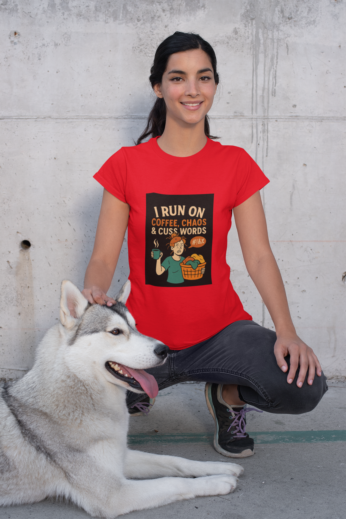 Coffee Chaos & Cuss Words Tee, Funny T-Shirt, Unisex Cotton Tee, Gift for Coffee Lovers, Casual Wear, Humor Apparel
