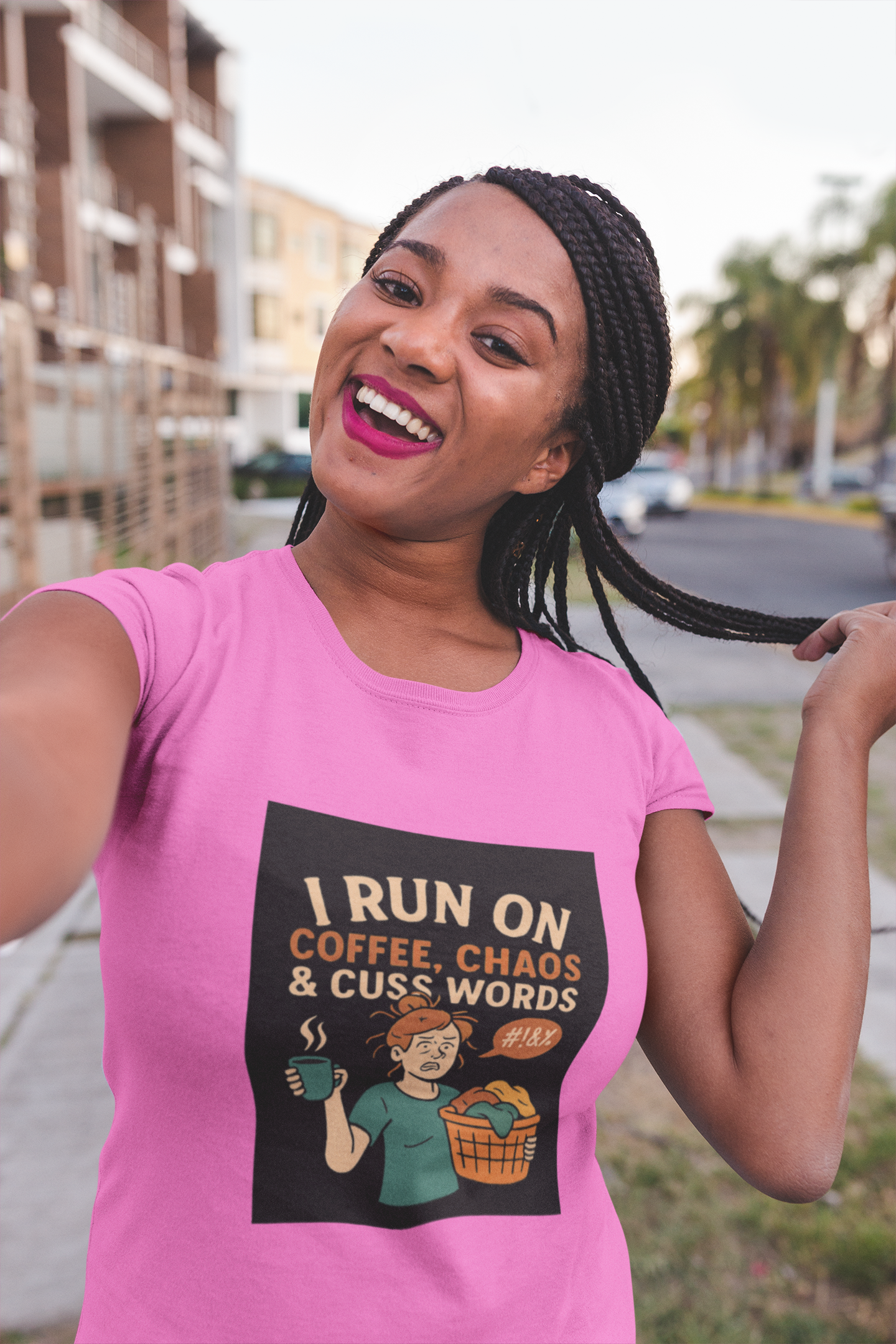 Coffee Chaos & Cuss Words Tee, Funny T-Shirt, Unisex Cotton Tee, Gift for Coffee Lovers, Casual Wear, Humor Apparel