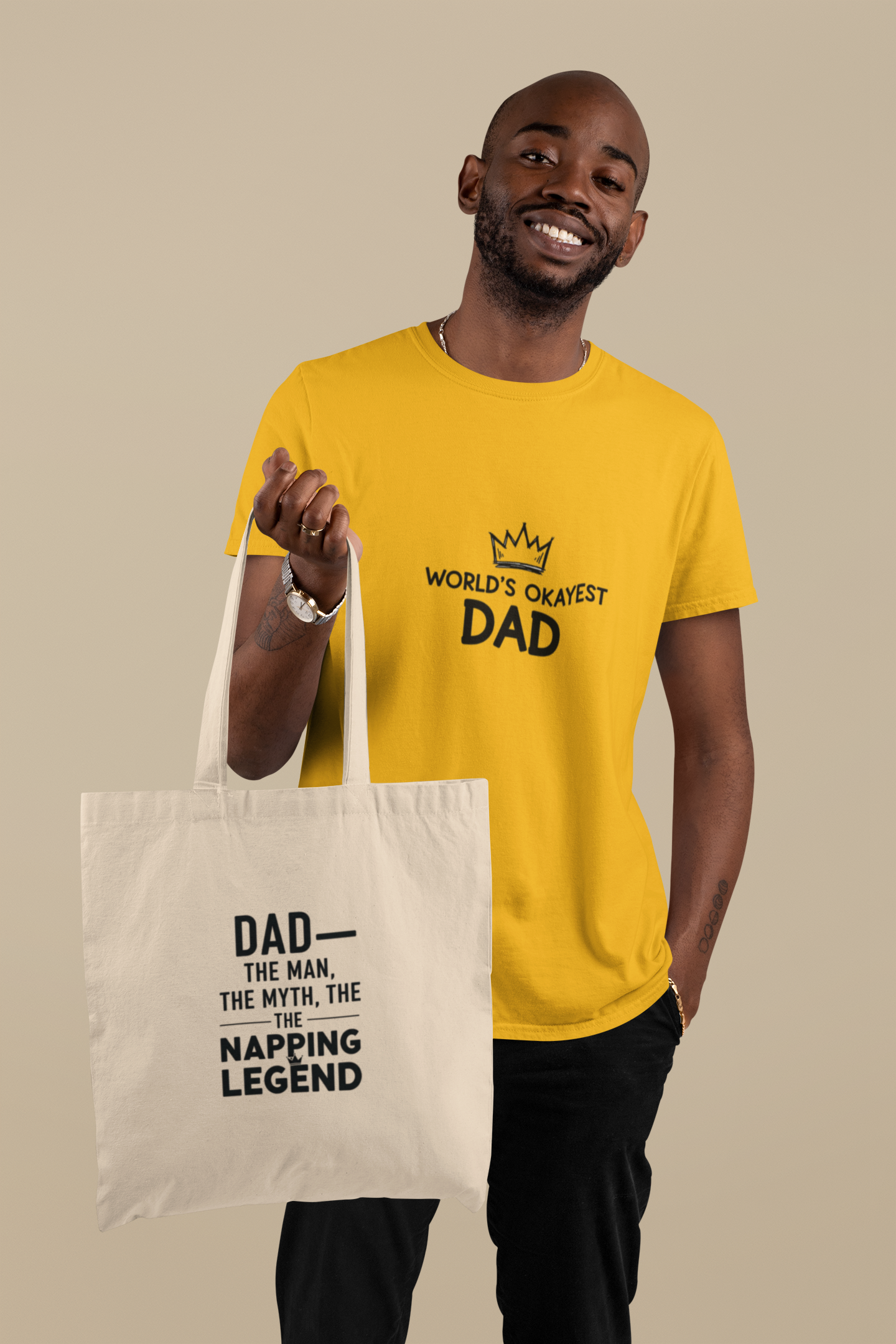 World's Okayest Dad Unisex Heavy Cotton Tee, Funny Father's Day Gift, Relaxed Fit T-Shirt, Dad Humor Shirt, Casual Everyday Wear