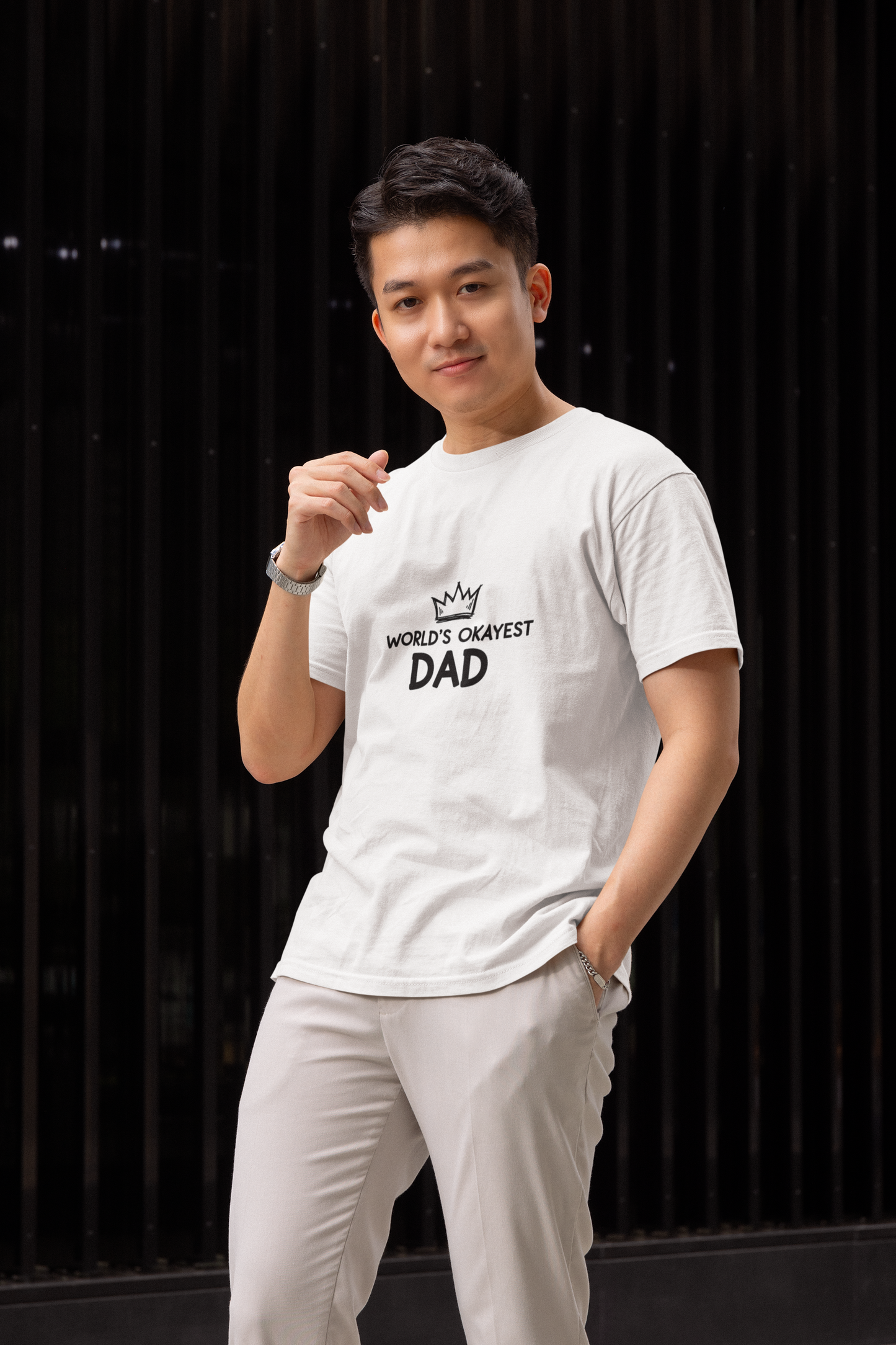 World's Okayest Dad Unisex Heavy Cotton Tee, Funny Father's Day Gift, Relaxed Fit T-Shirt, Dad Humor Shirt, Casual Everyday Wear